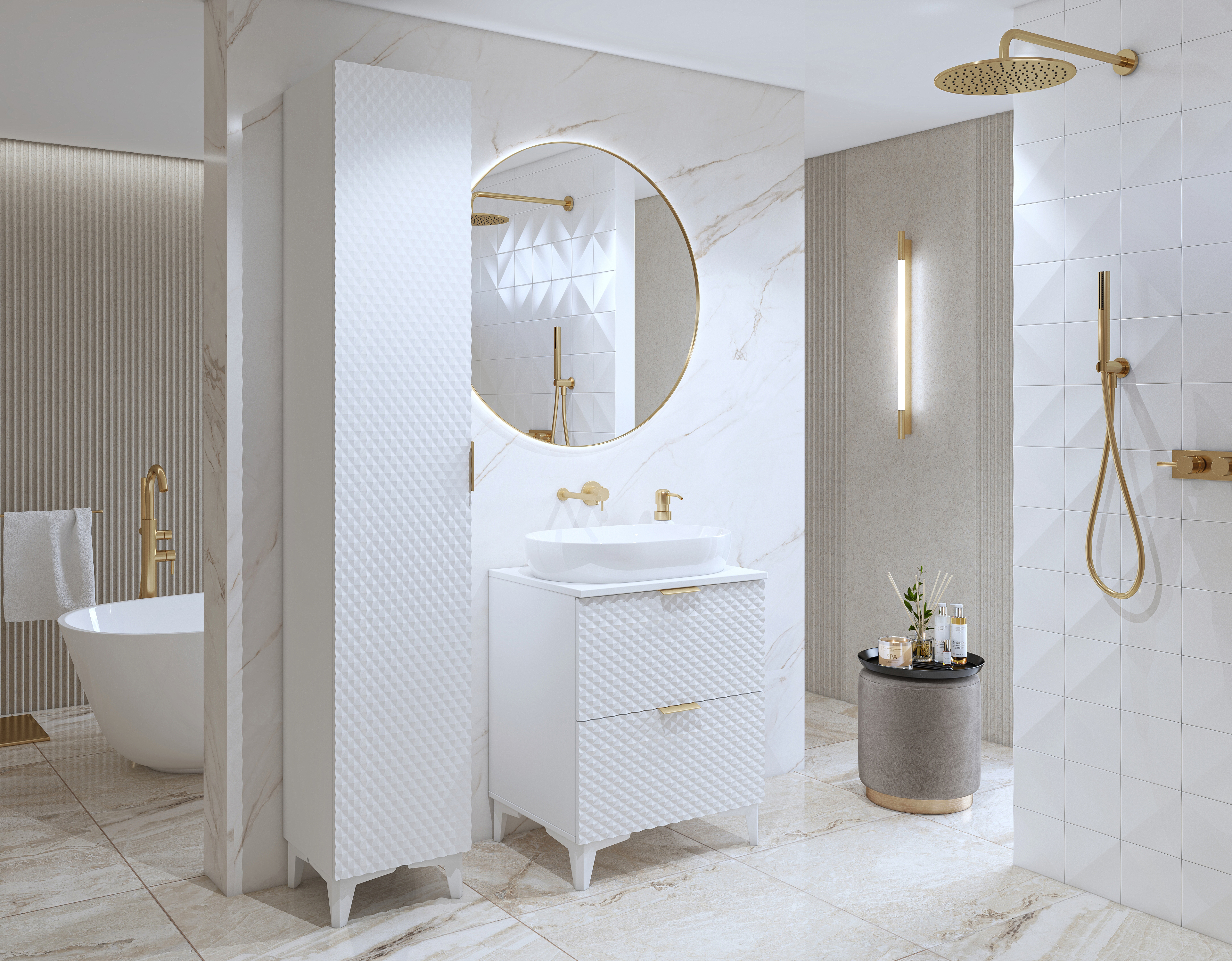 Standing bathroom cabinet Liretu 100 (White)