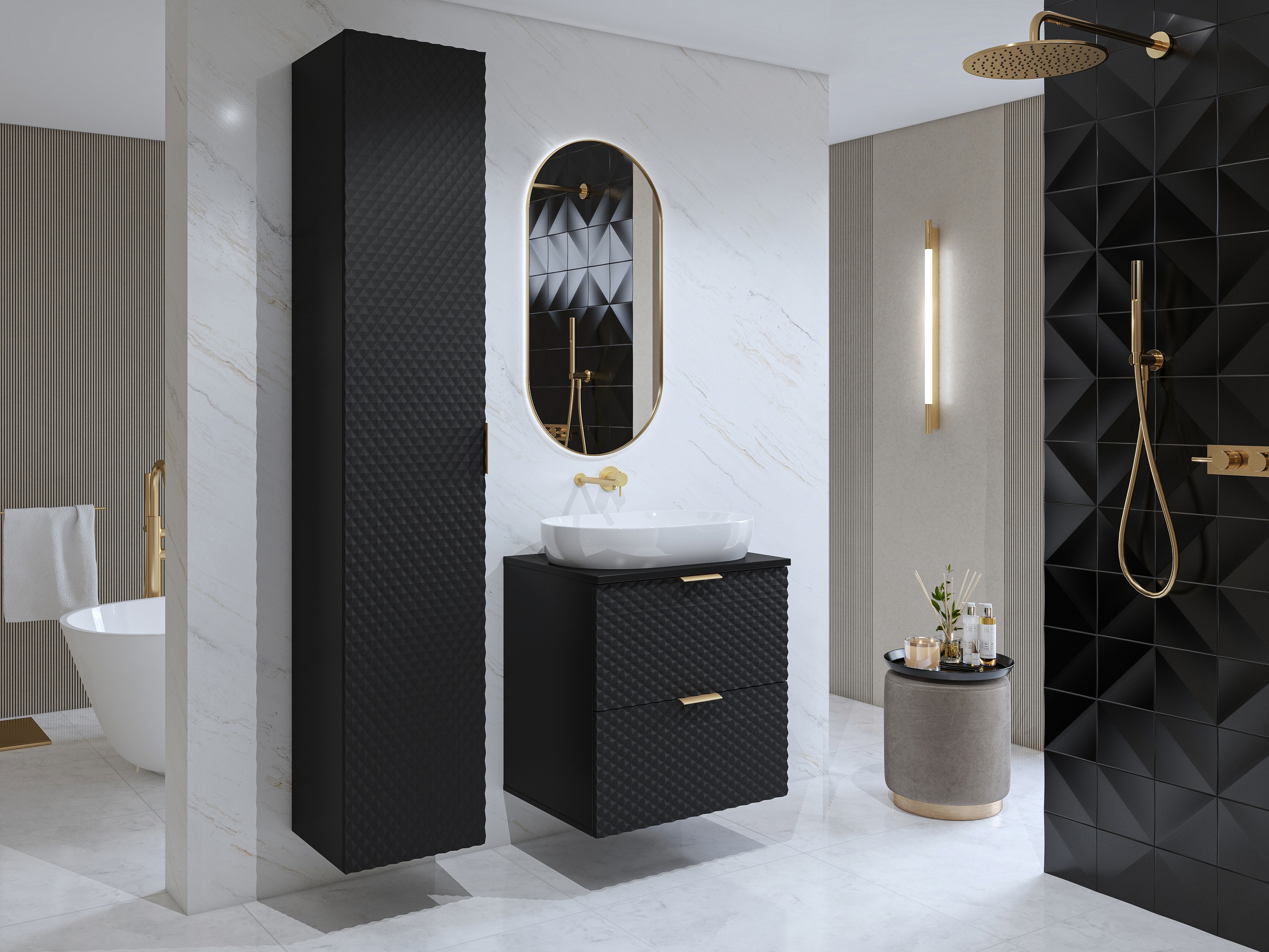 Wall-mounted bathroom cabinet for washbasin Liretu 106 (Black)