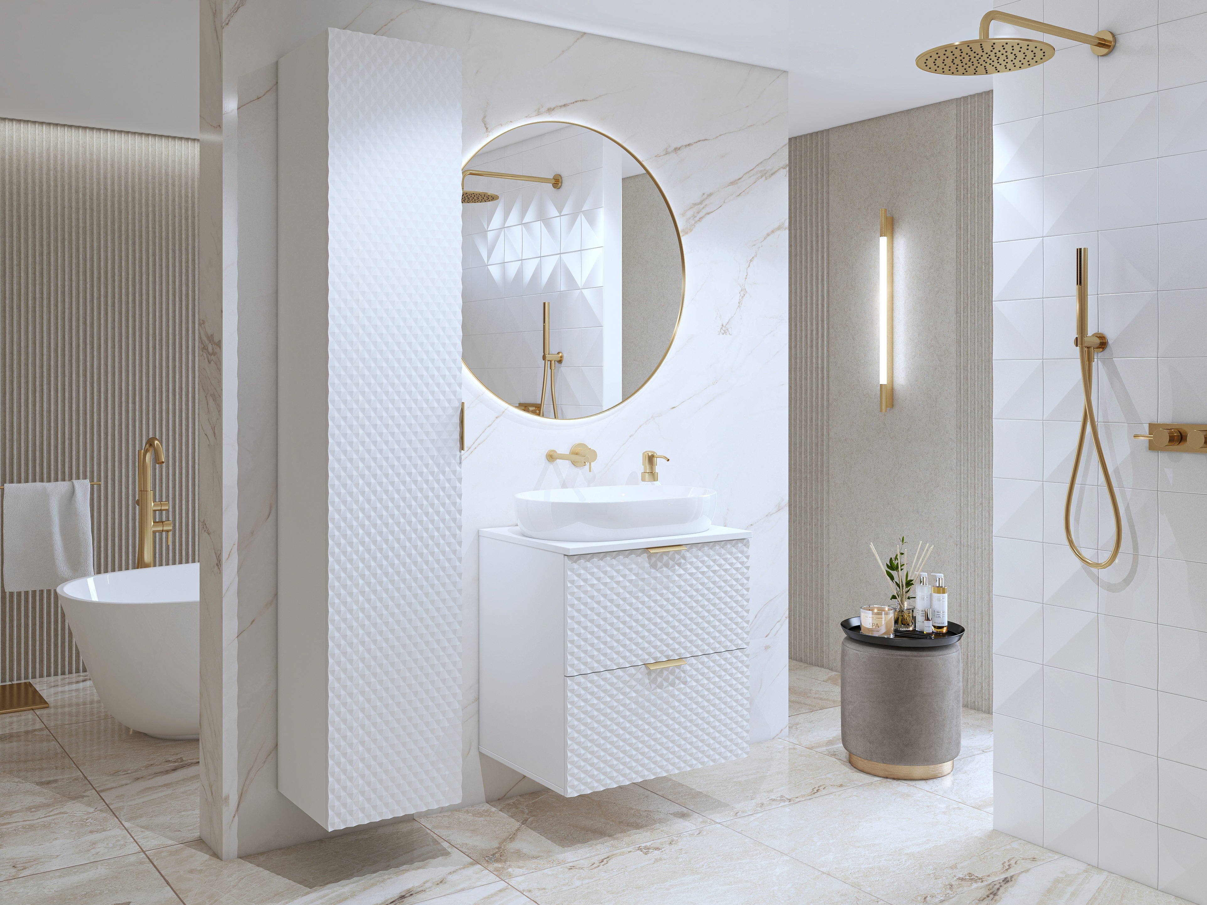 Wall-mounted bathroom cabinet for washbasin Liretu 106 (White)