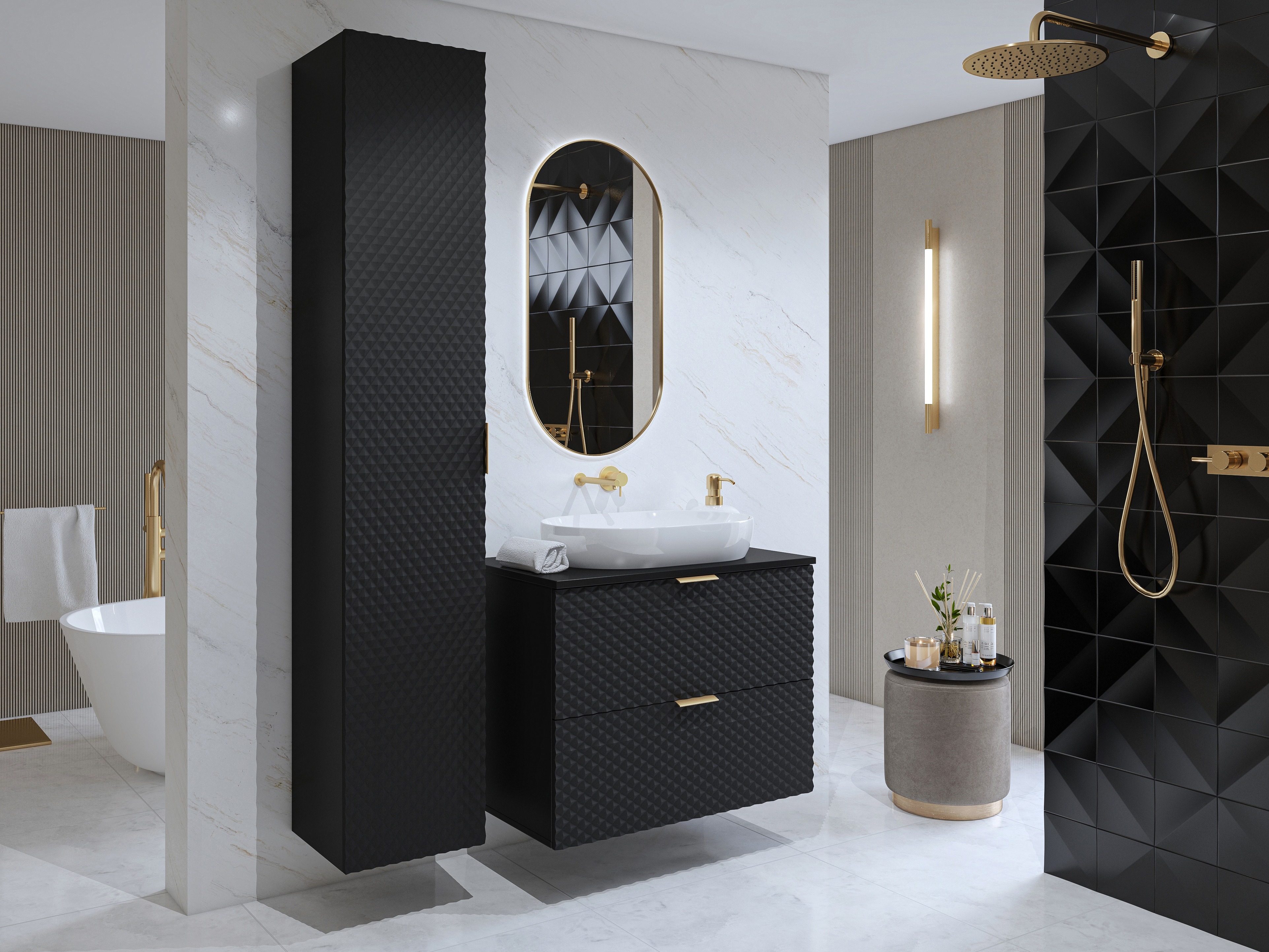 Wall-mounted bathroom cabinet for washbasin Liretu 107 (Black)