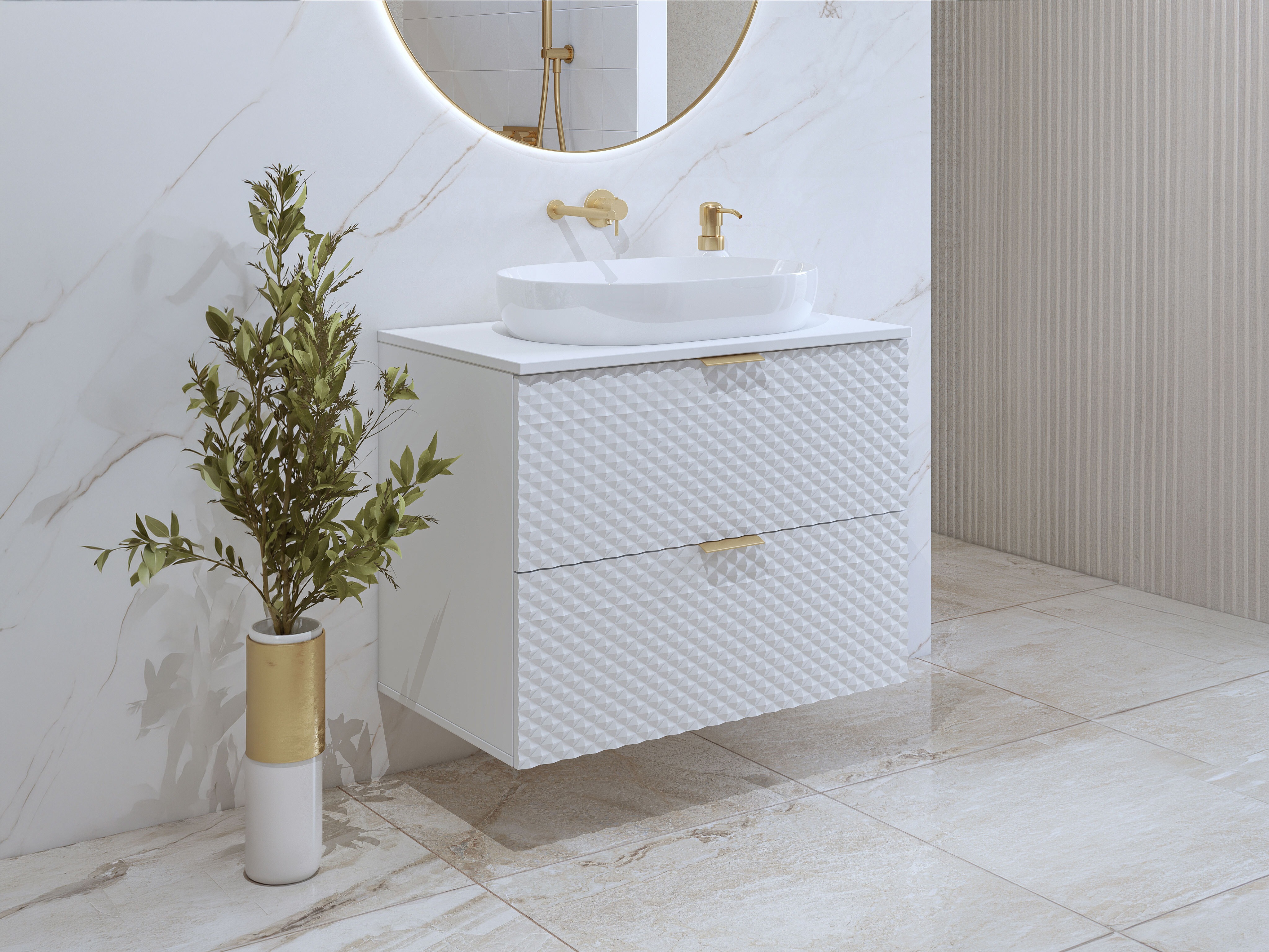Wall-mounted bathroom cabinet for washbasin Liretu 107 (White)