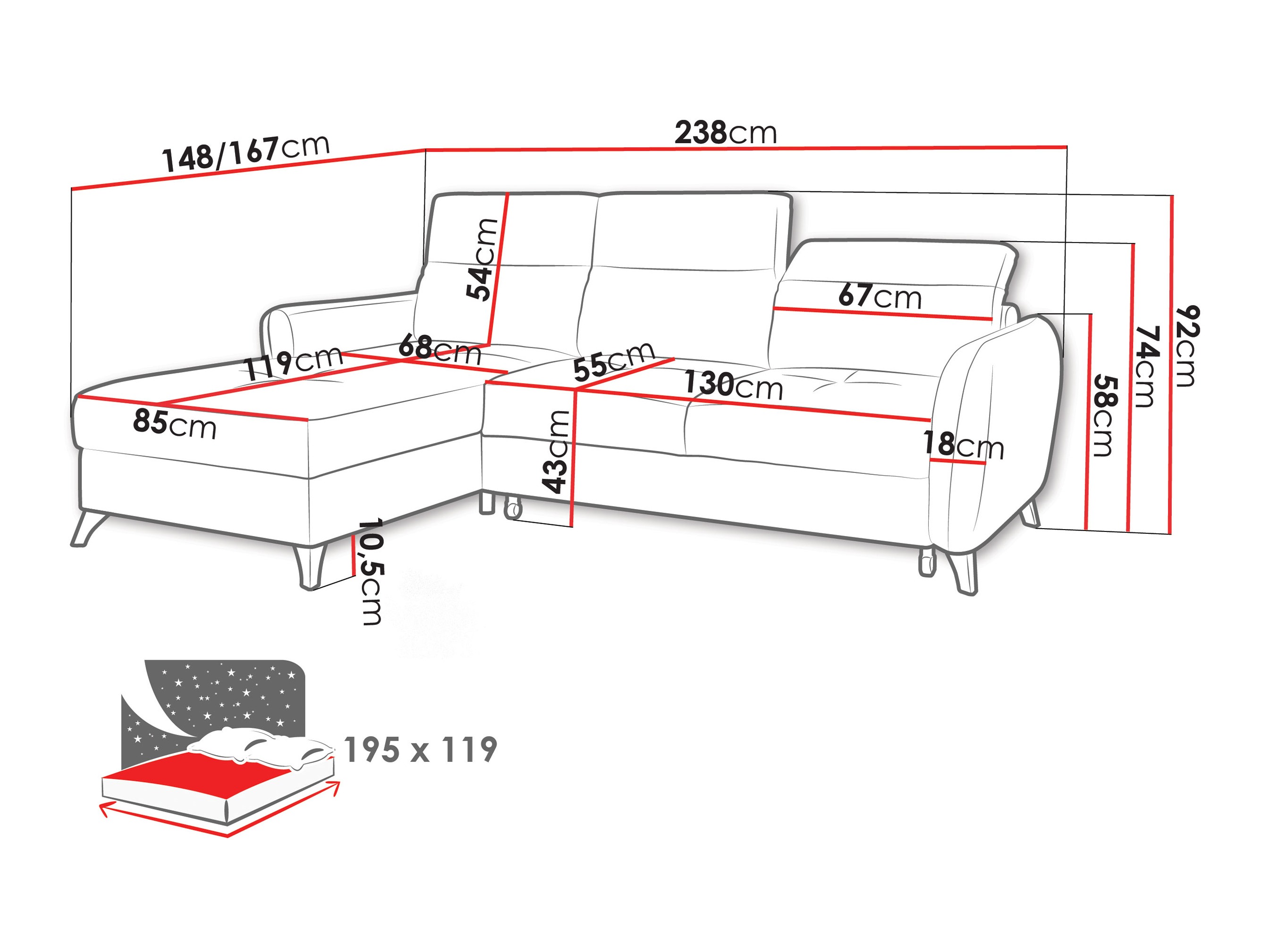 Corner sofa Lincoln 200 (Vibe 08)