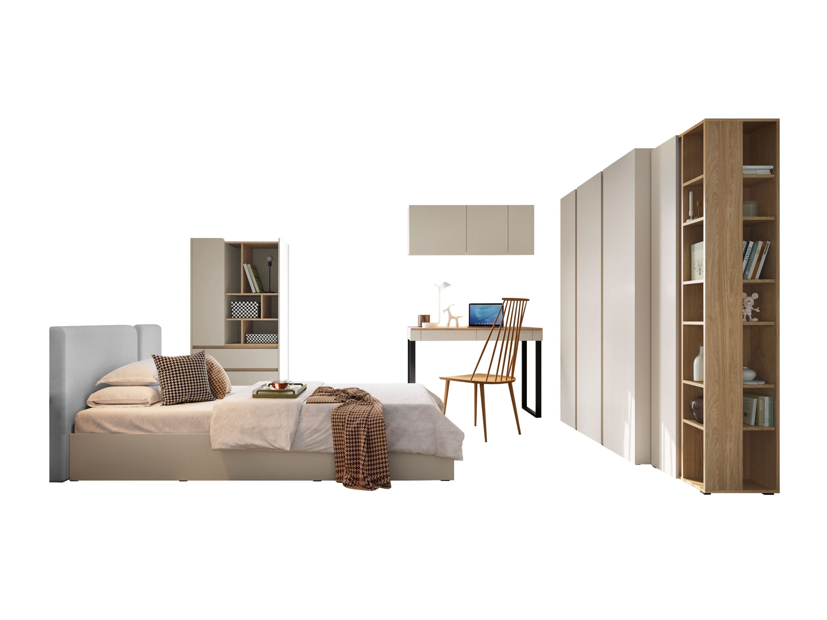 Furniture set Fiosono 114 (Beige + Light oak)