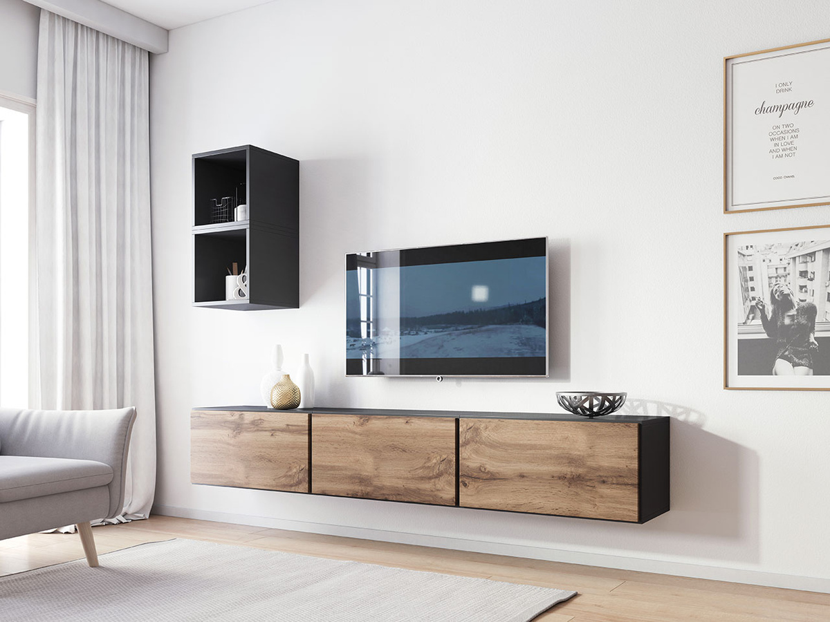 TV stand Corbele 102 (Anthracite + Wotan Oak)