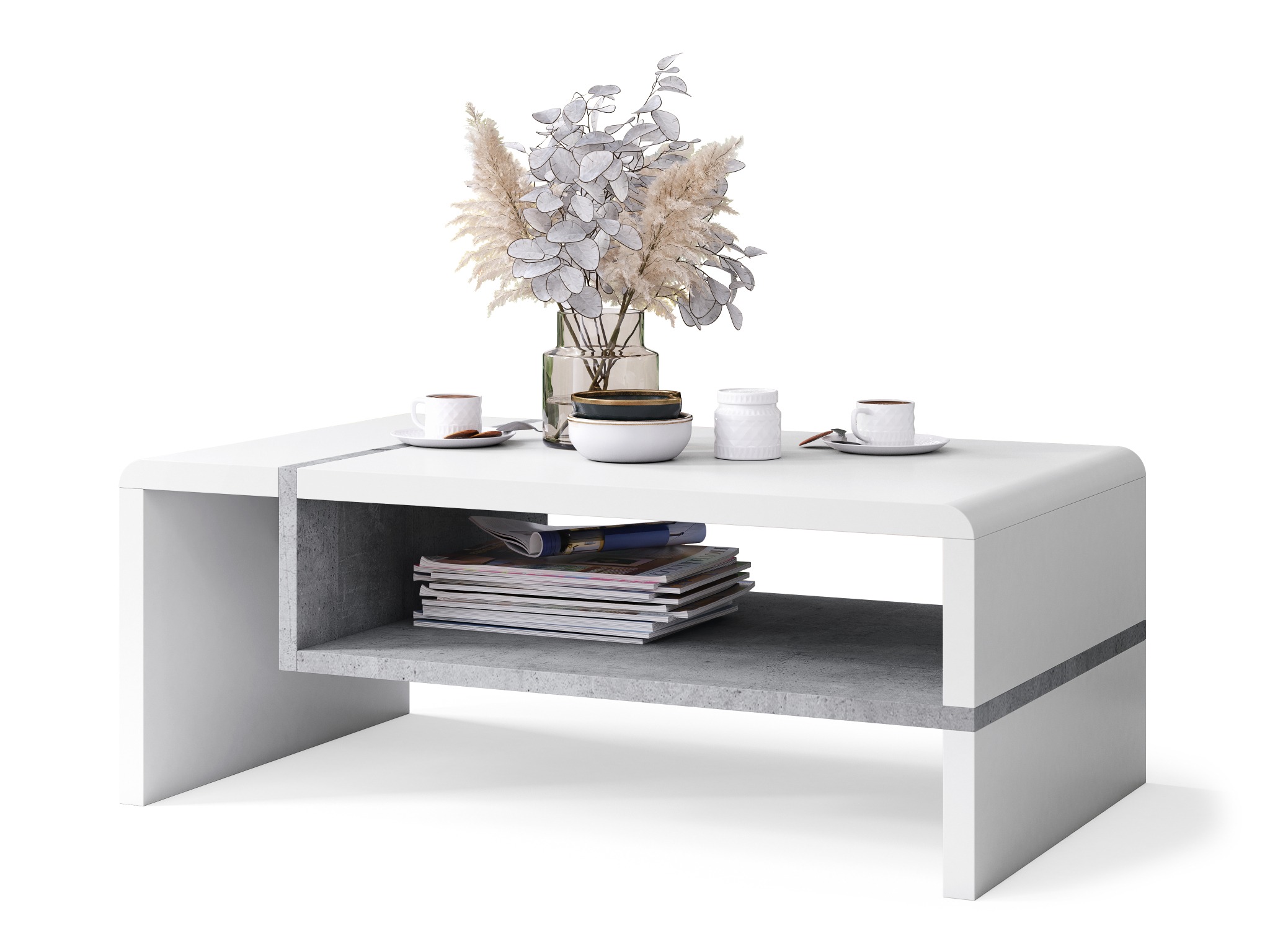 Coffee table Glendale 102 (White + Concrete)