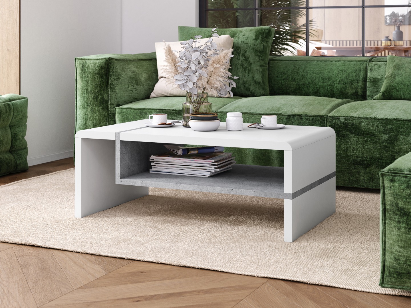 Coffee table Glendale 102 (White + Concrete)