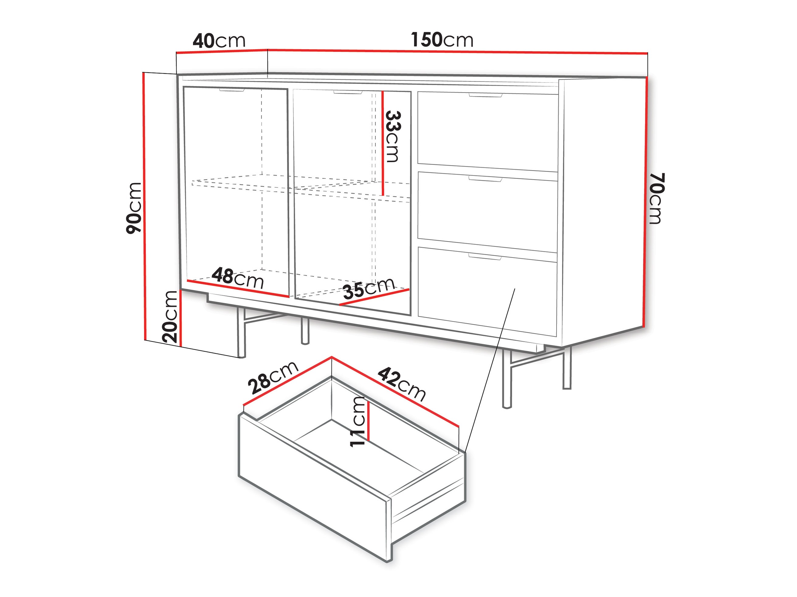 Chest of drawers Floelbe 101 (Oak)