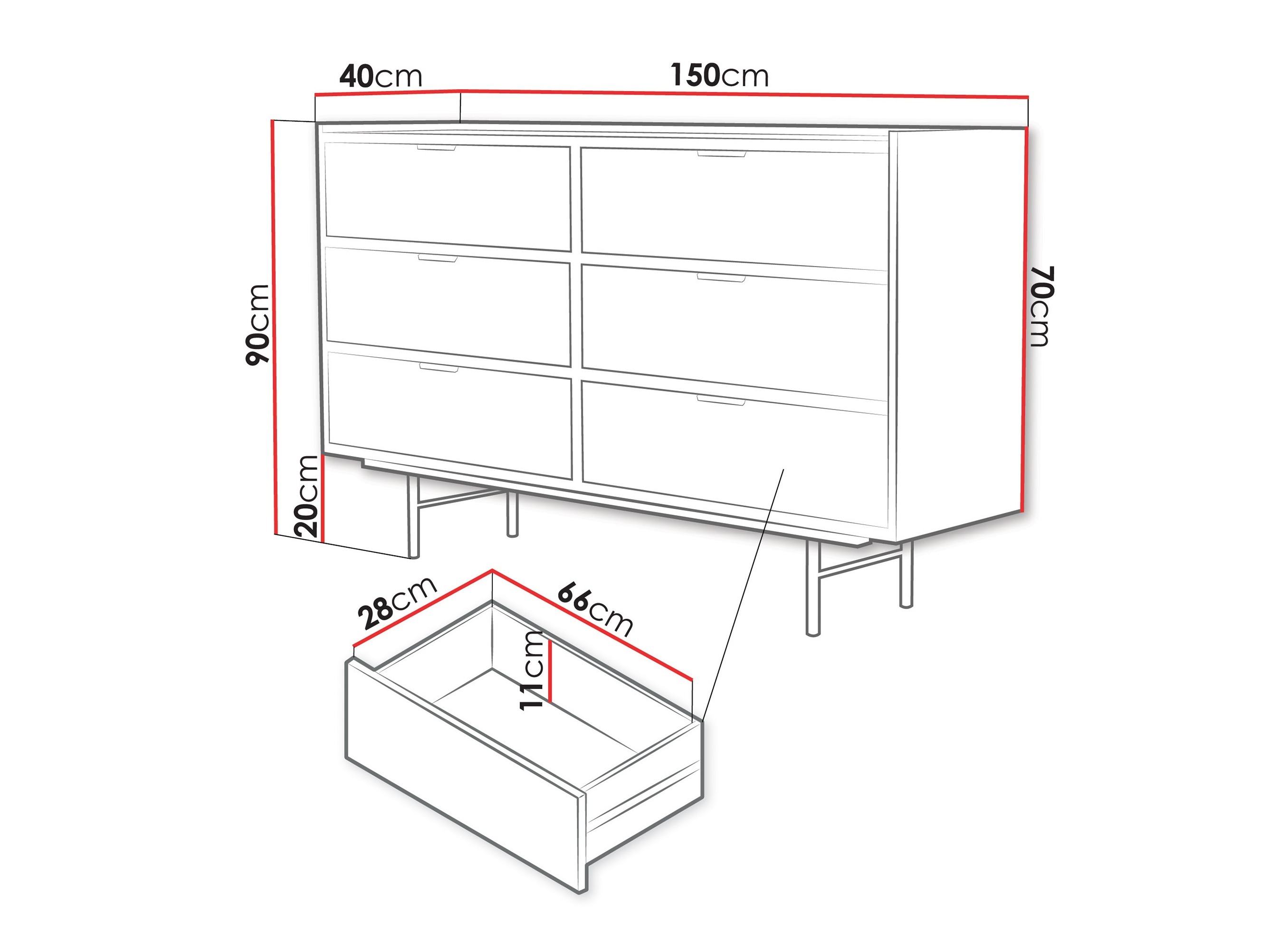 Chest of drawers Floelbe 102 (Oak)
