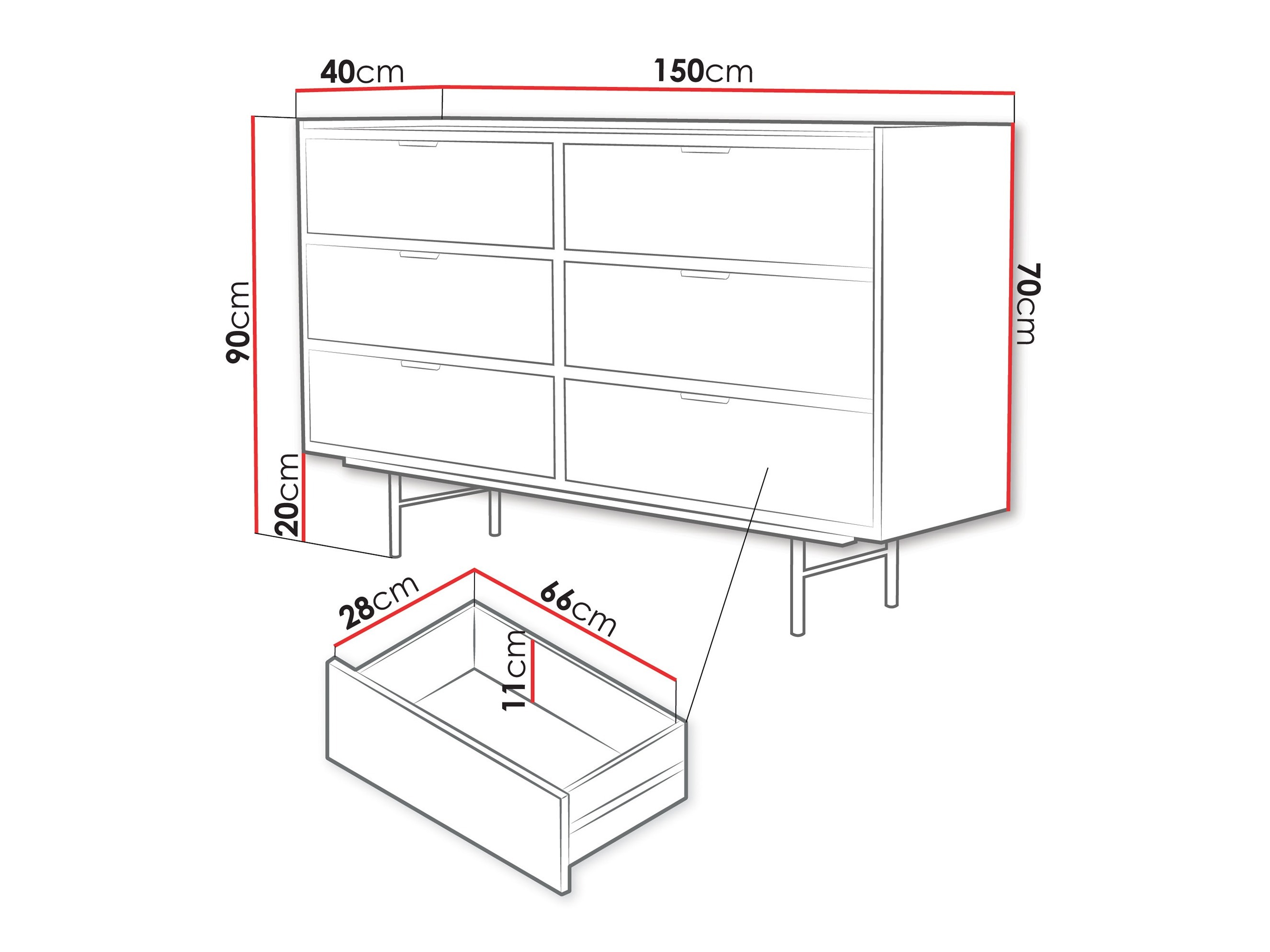 Chest of drawers Studos II (Walnut)