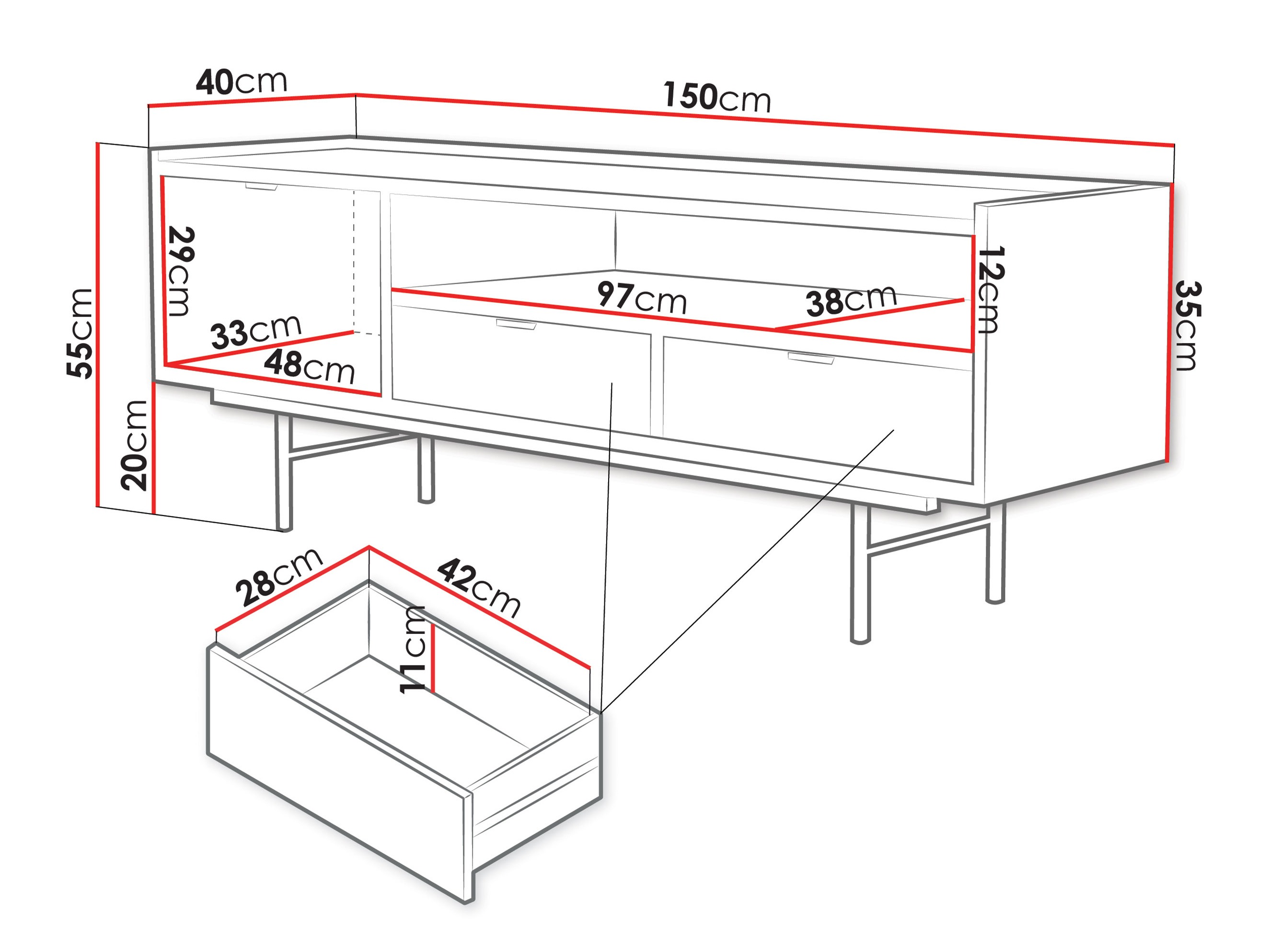 TV stand Floelbe 104 (Oak)