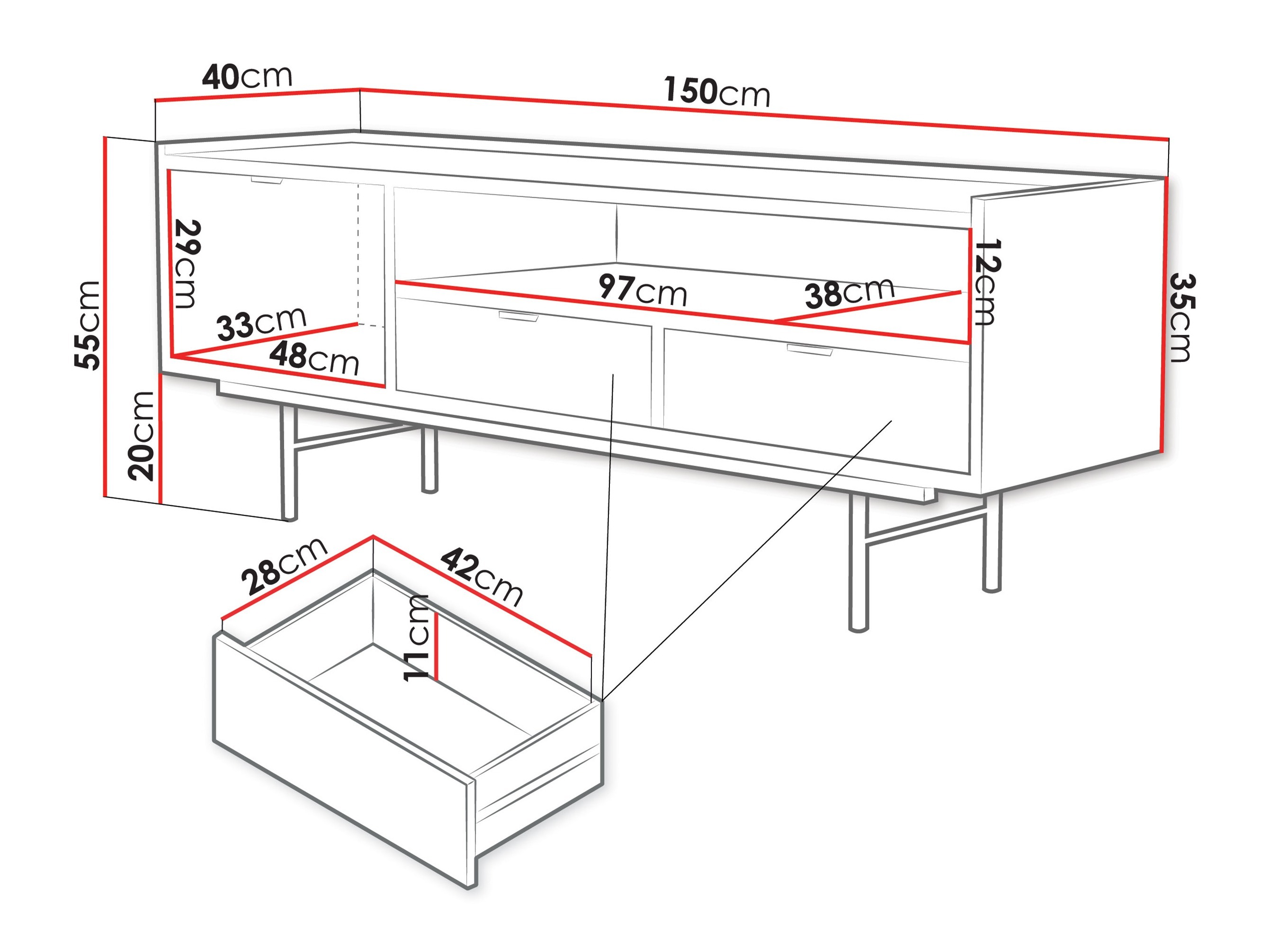 TV stand Studos (Walnut)