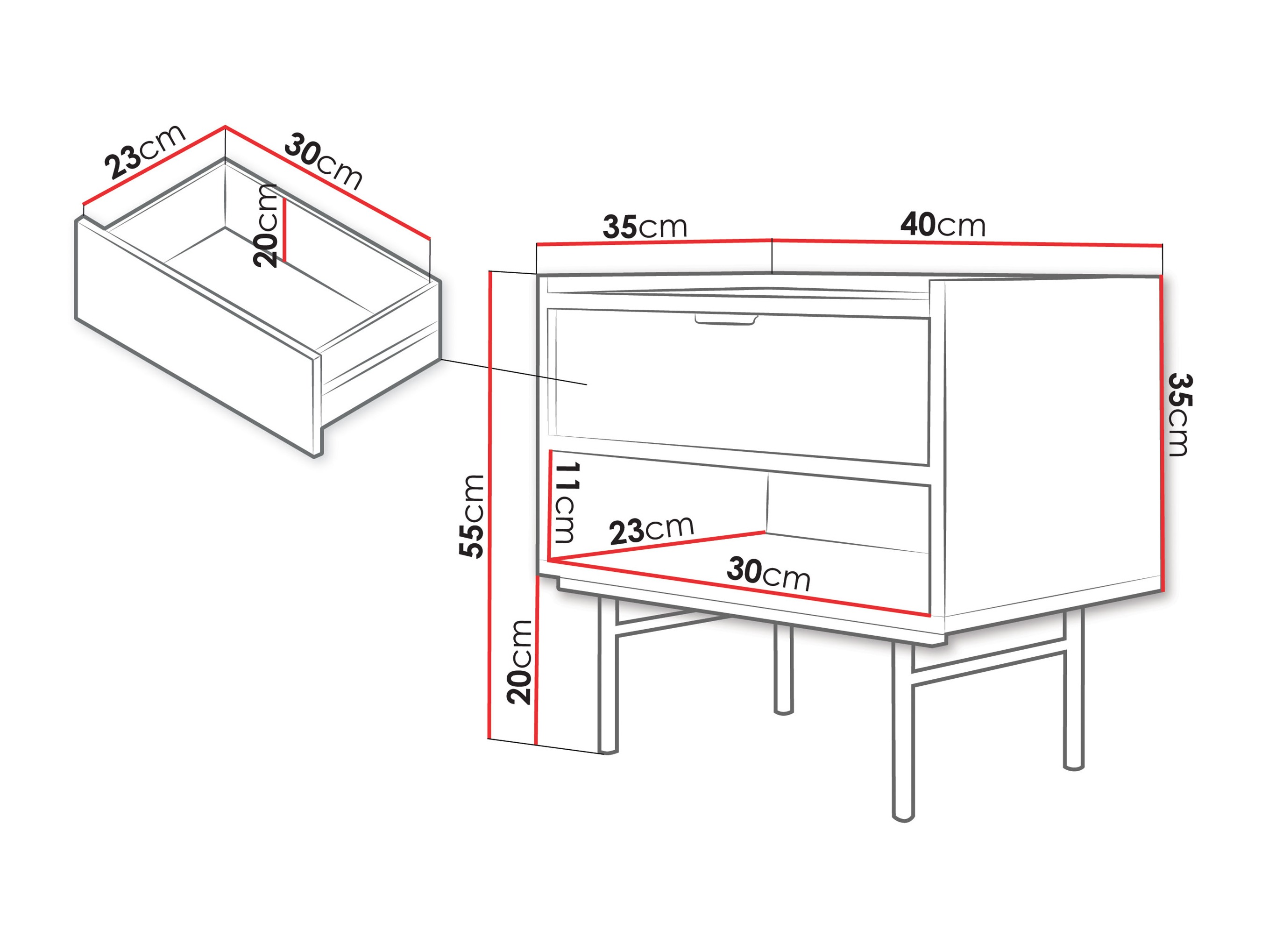 Bedside table Studos (Walnut)