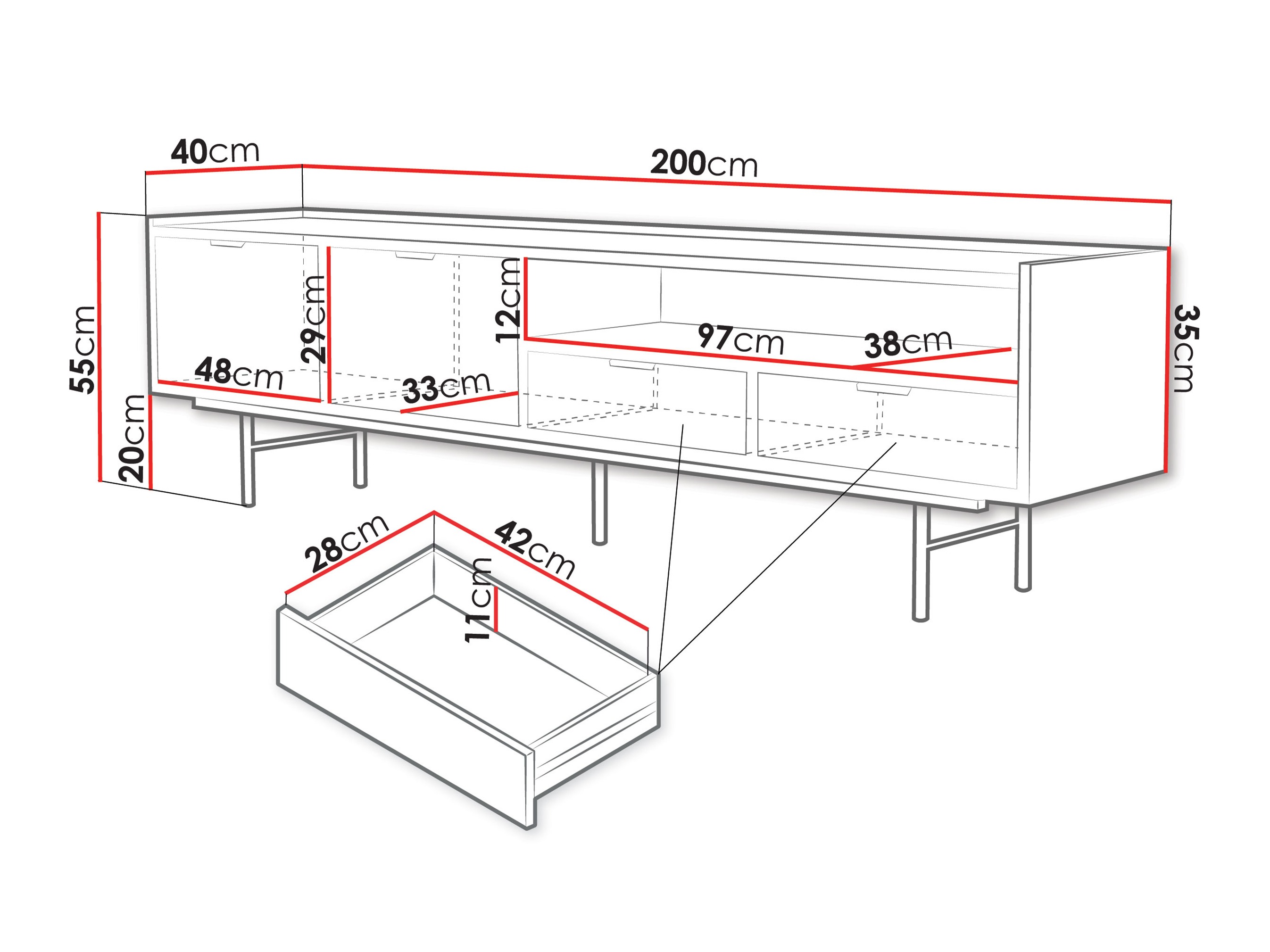 TV stand Floelbe 105 (Oak)