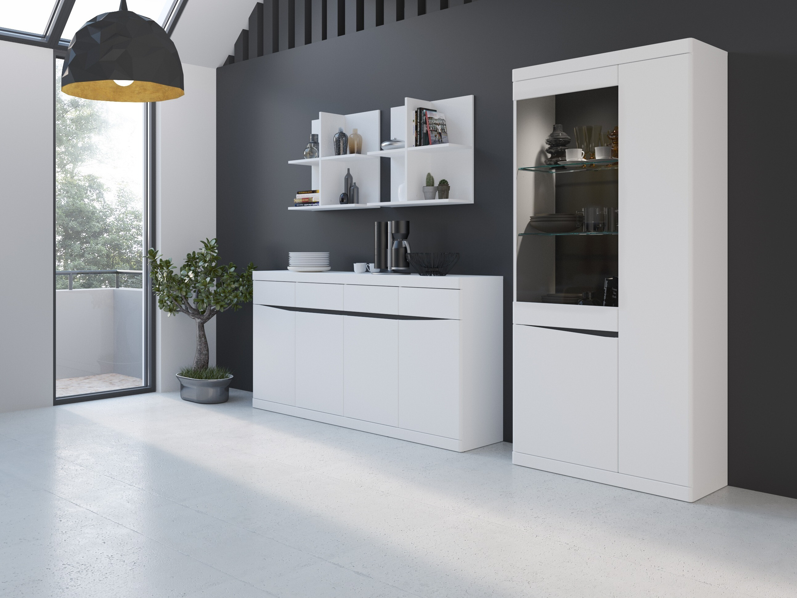 Bookcase Venlori 128 (White + Graphite)