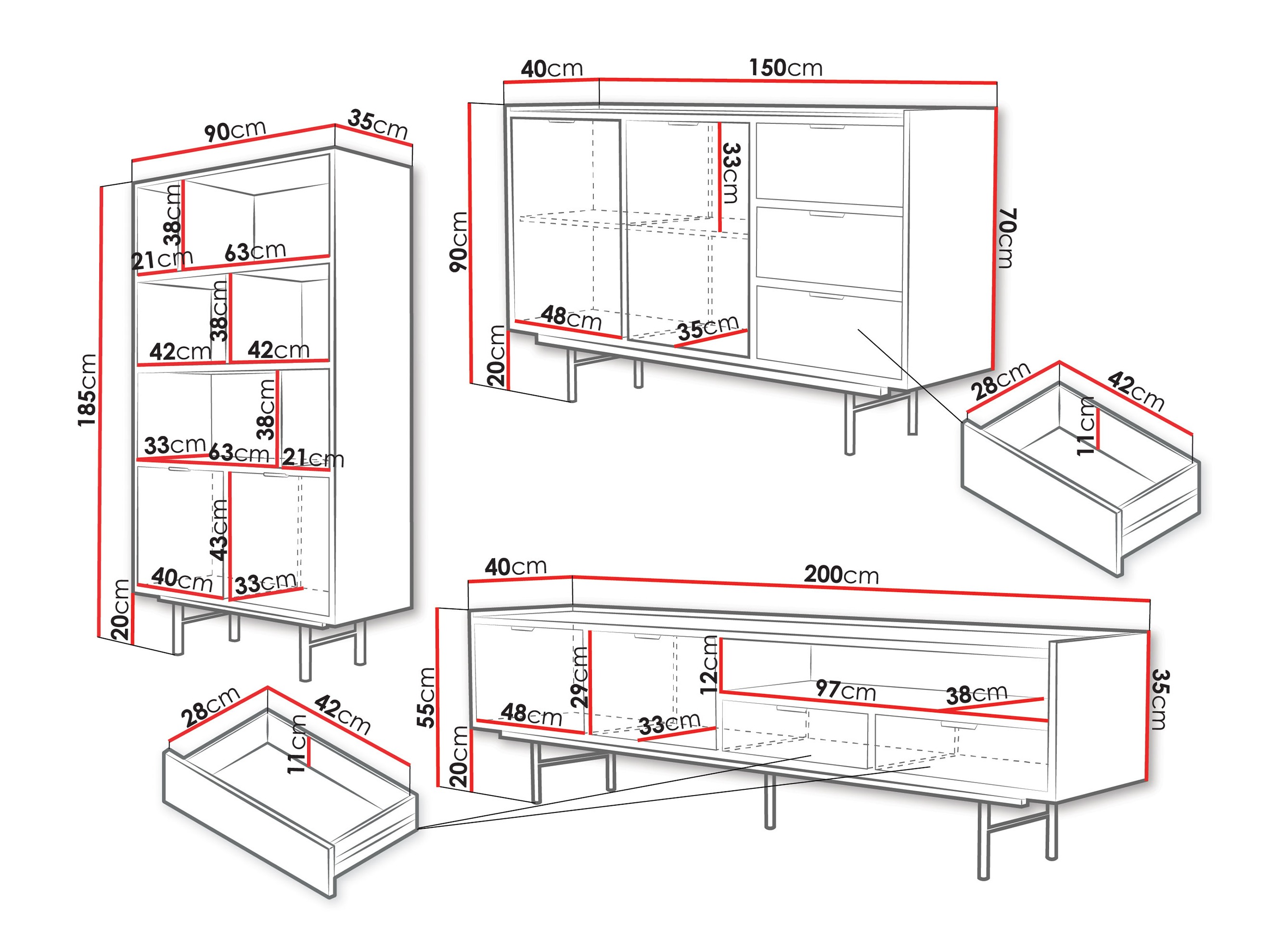 Living room set Studos (Walnut)