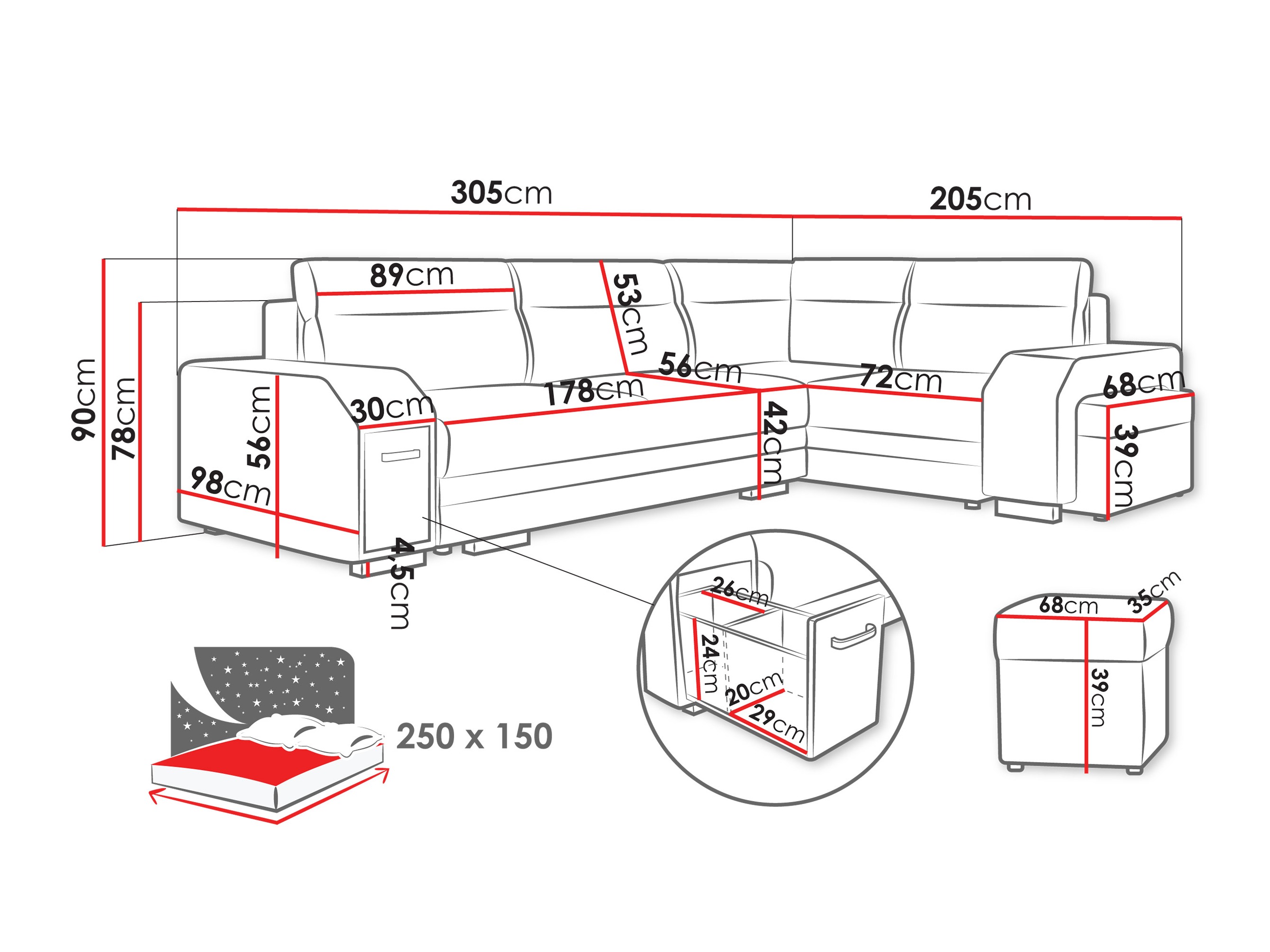 Corner sofa Kingsport 116 (Nazar 225.06)