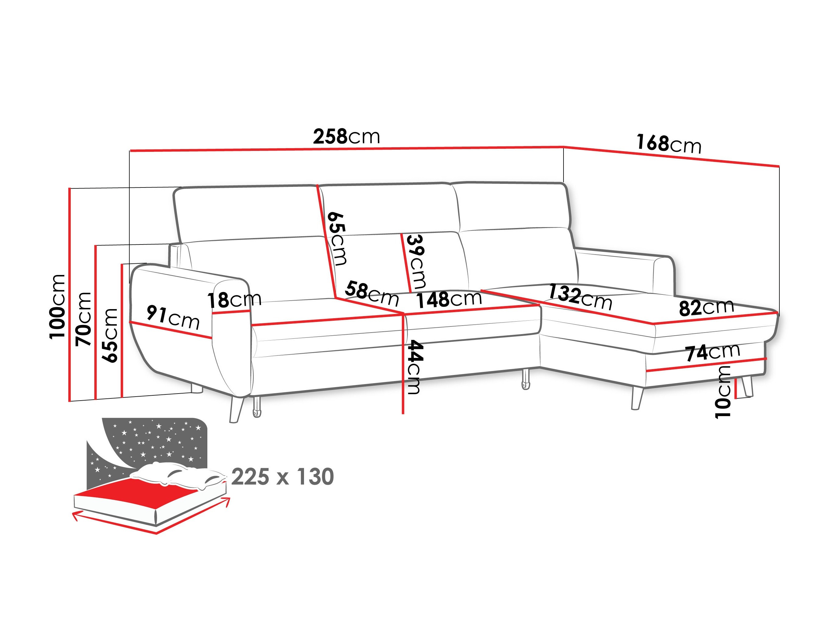 Corner sofa Temple 132 (Cruz 15)