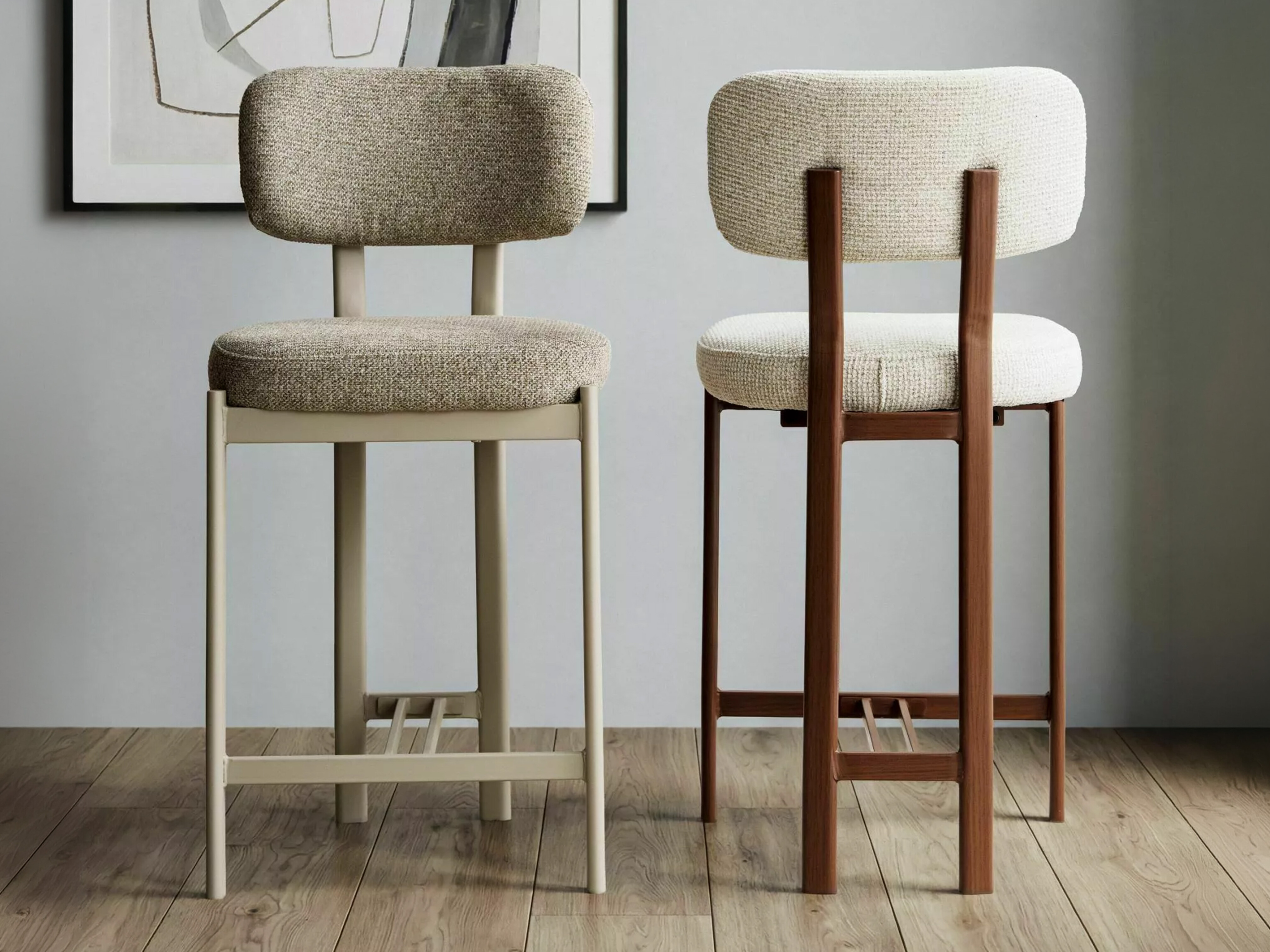 Counter stool Detroit 956 (Beige + Walnut)