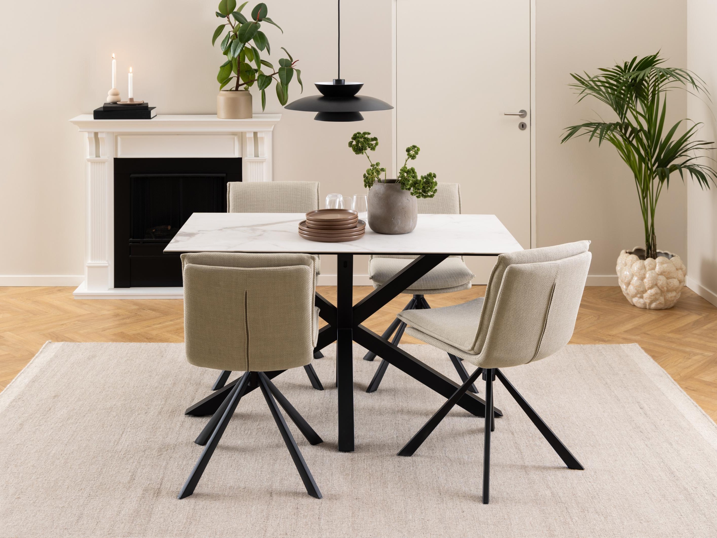 Table Norsica 918 (White marble + Black)