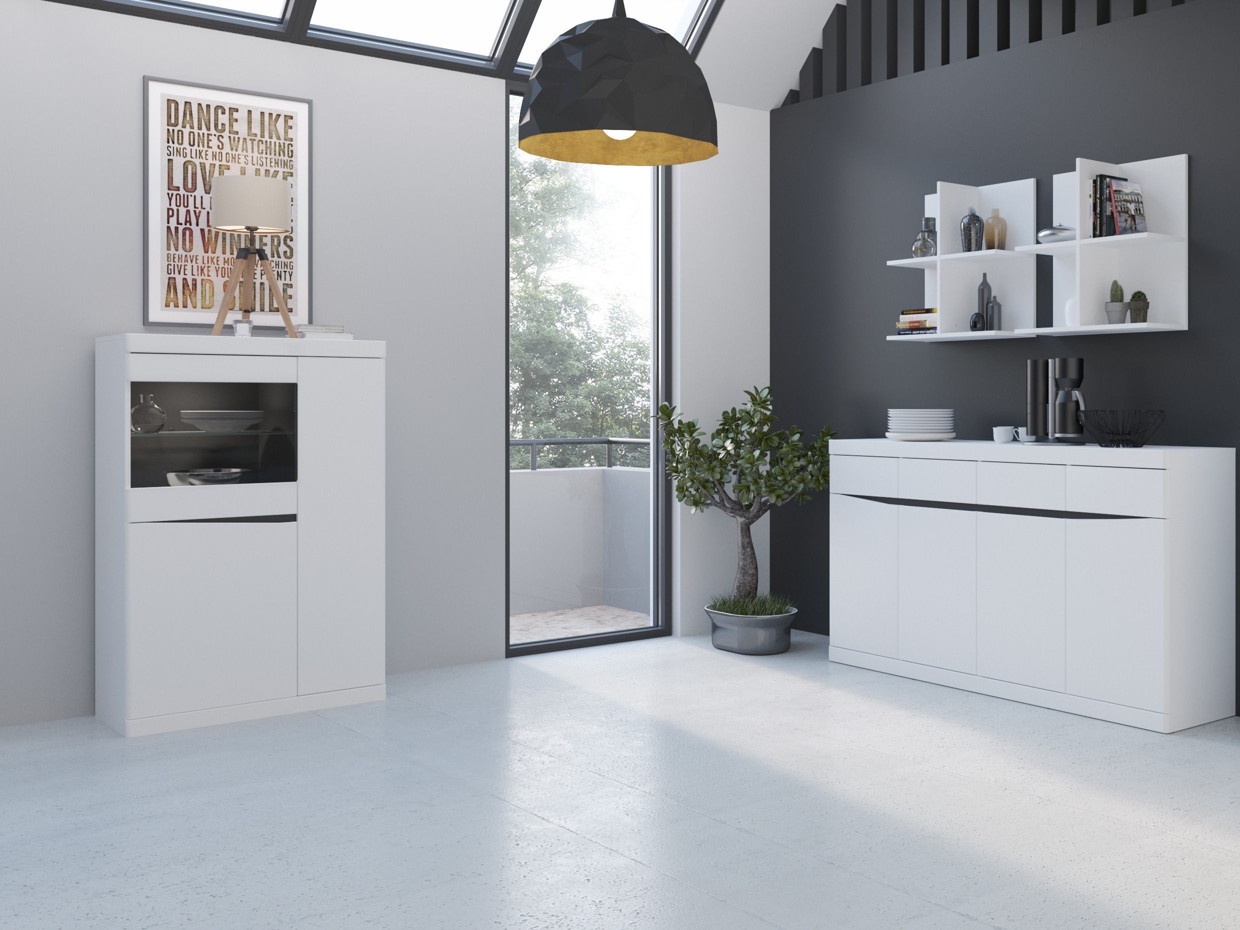 Bookcase Venlori 129 (White + Graphite)