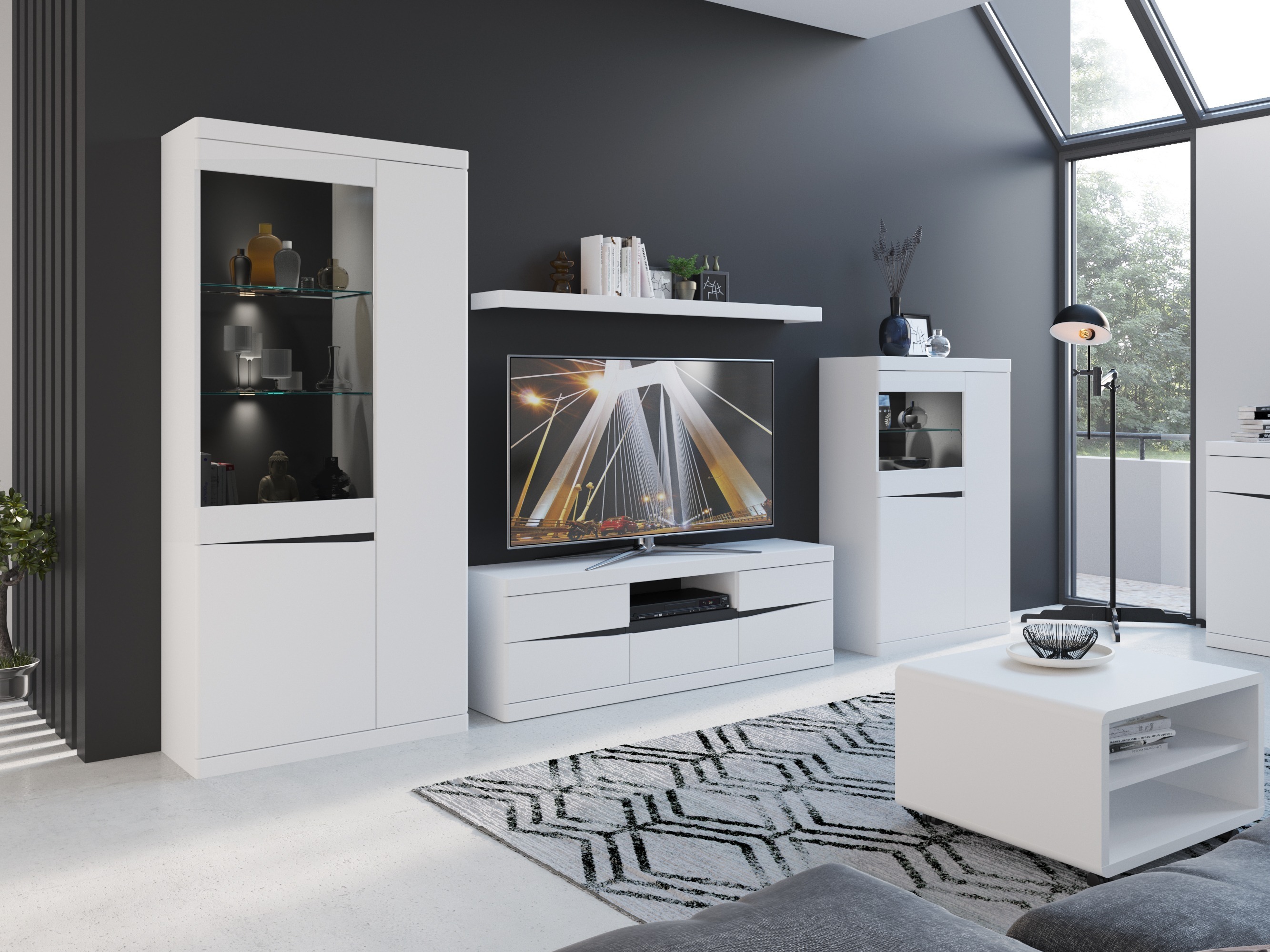 Bookcase Venlori 129 (White + Graphite)