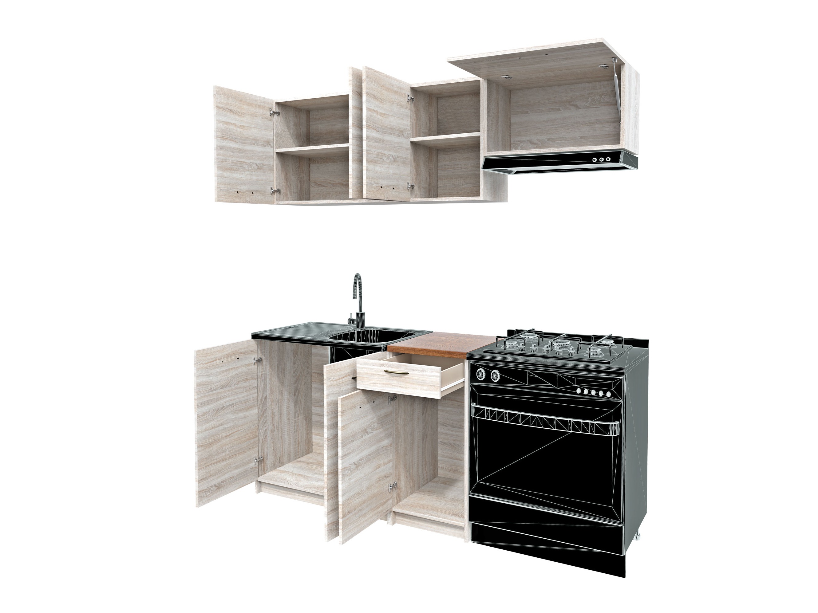 Kitchen set Ota (Cashmere + Black)