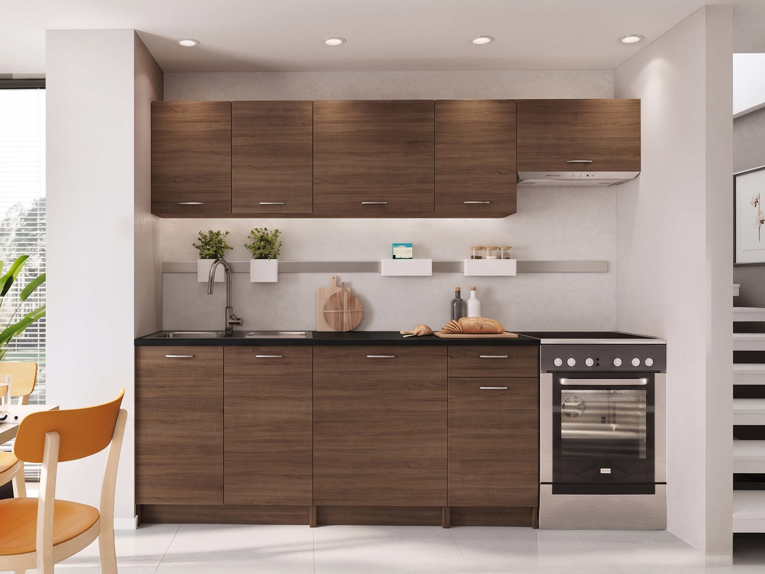 Kitchen set Ota II (Walnut + Black)