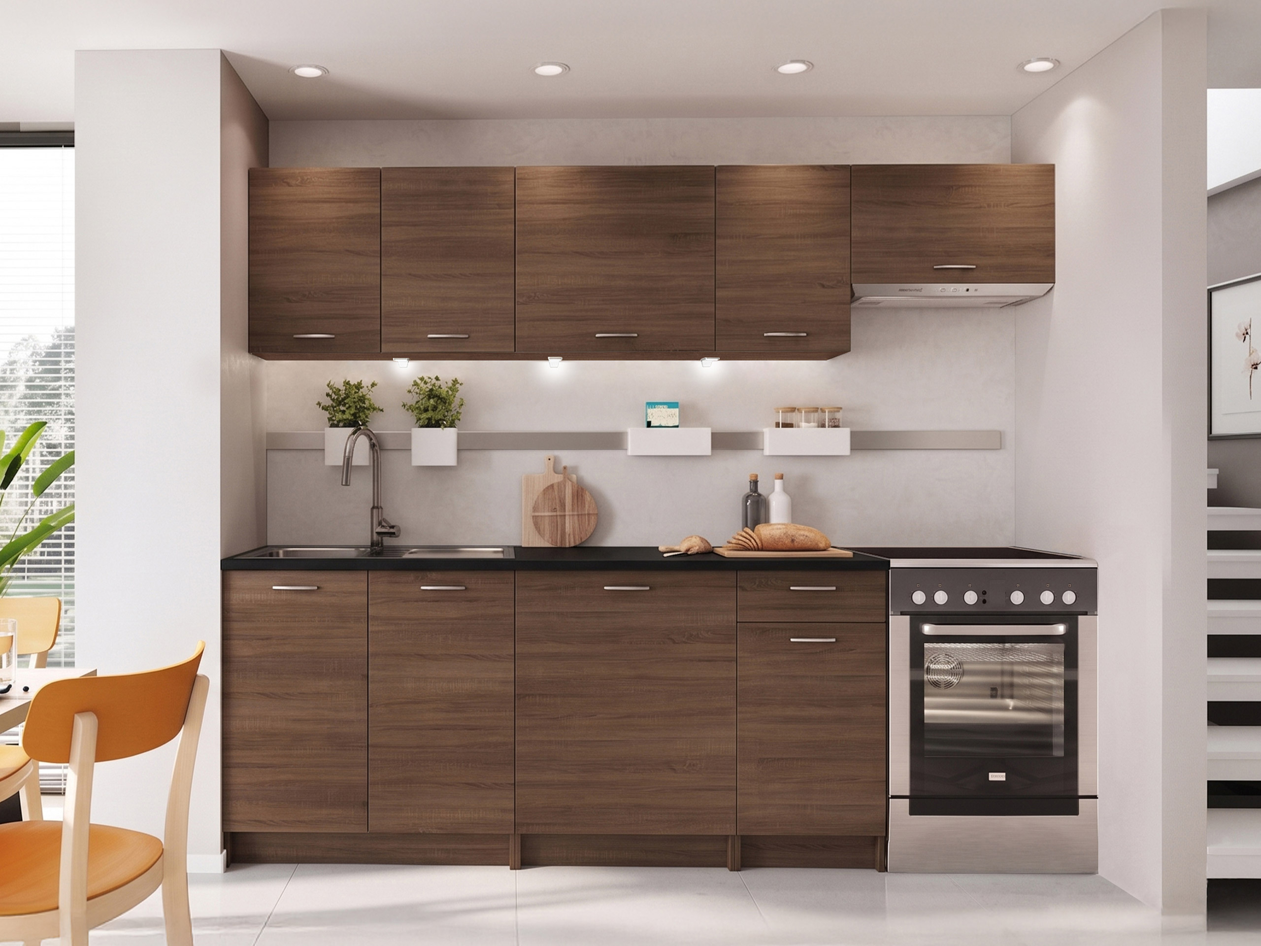 Kitchen set Ota II (Walnut + Black)