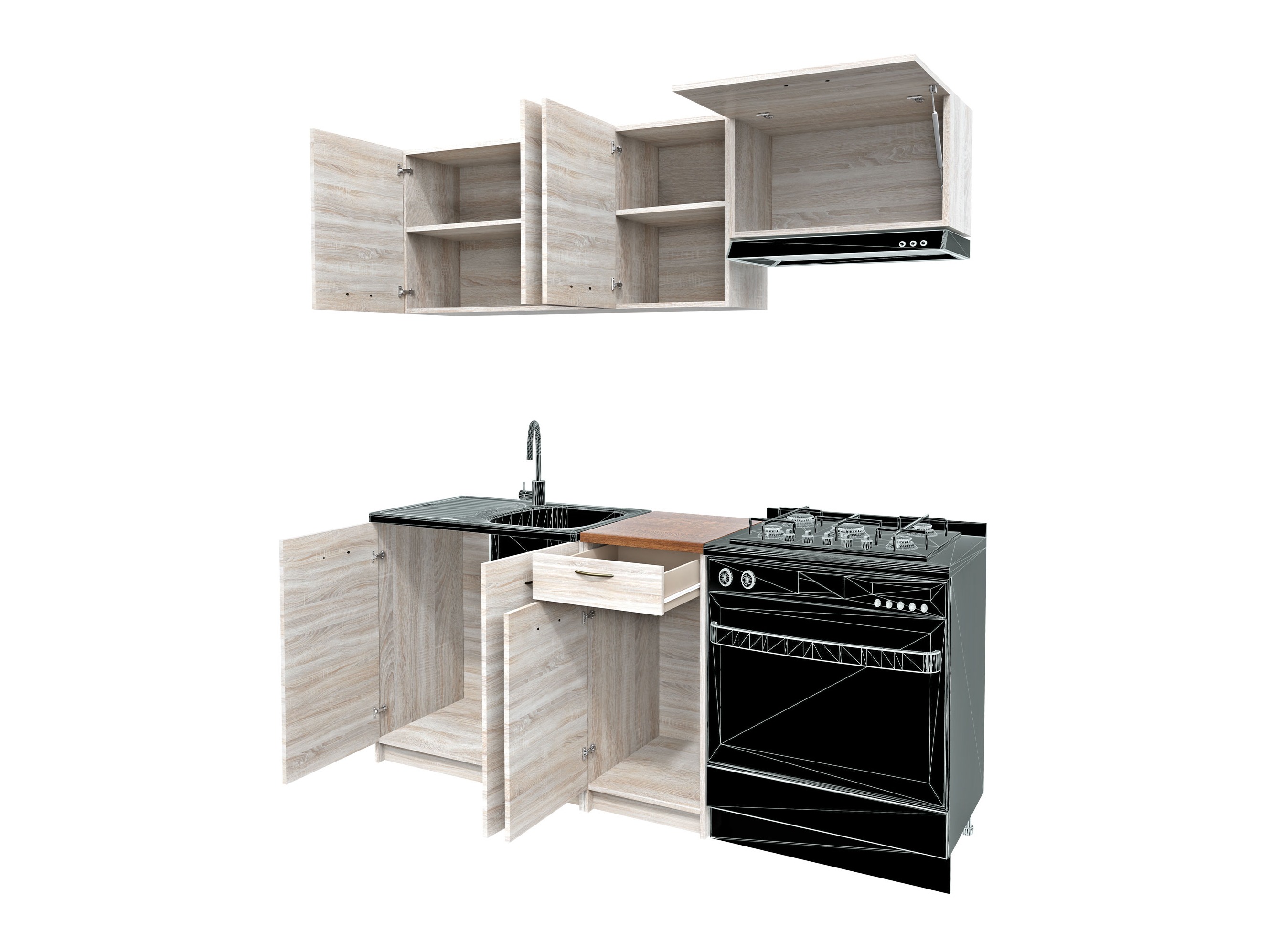 Kitchen set Ota (Walnut + Black)