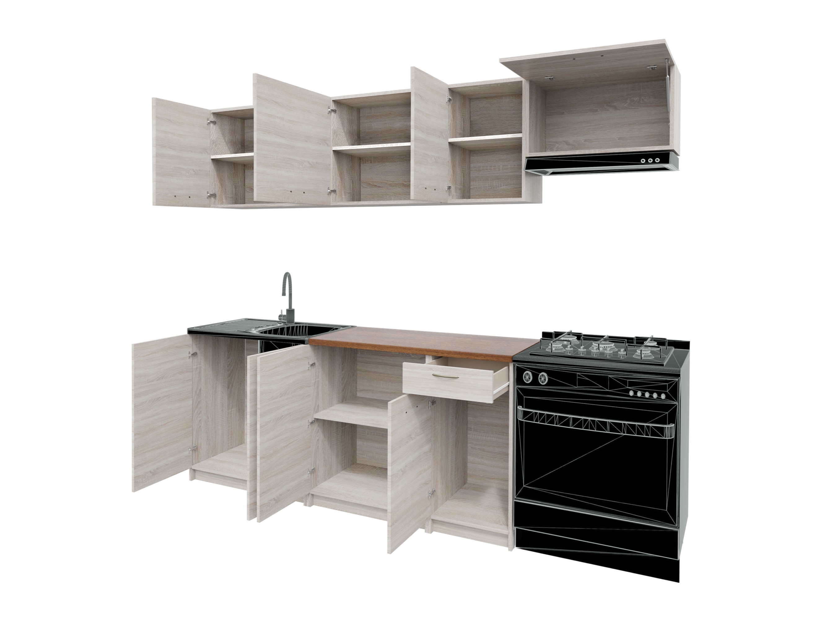 Kitchen set Trenton 188 (Cashmere + Black)