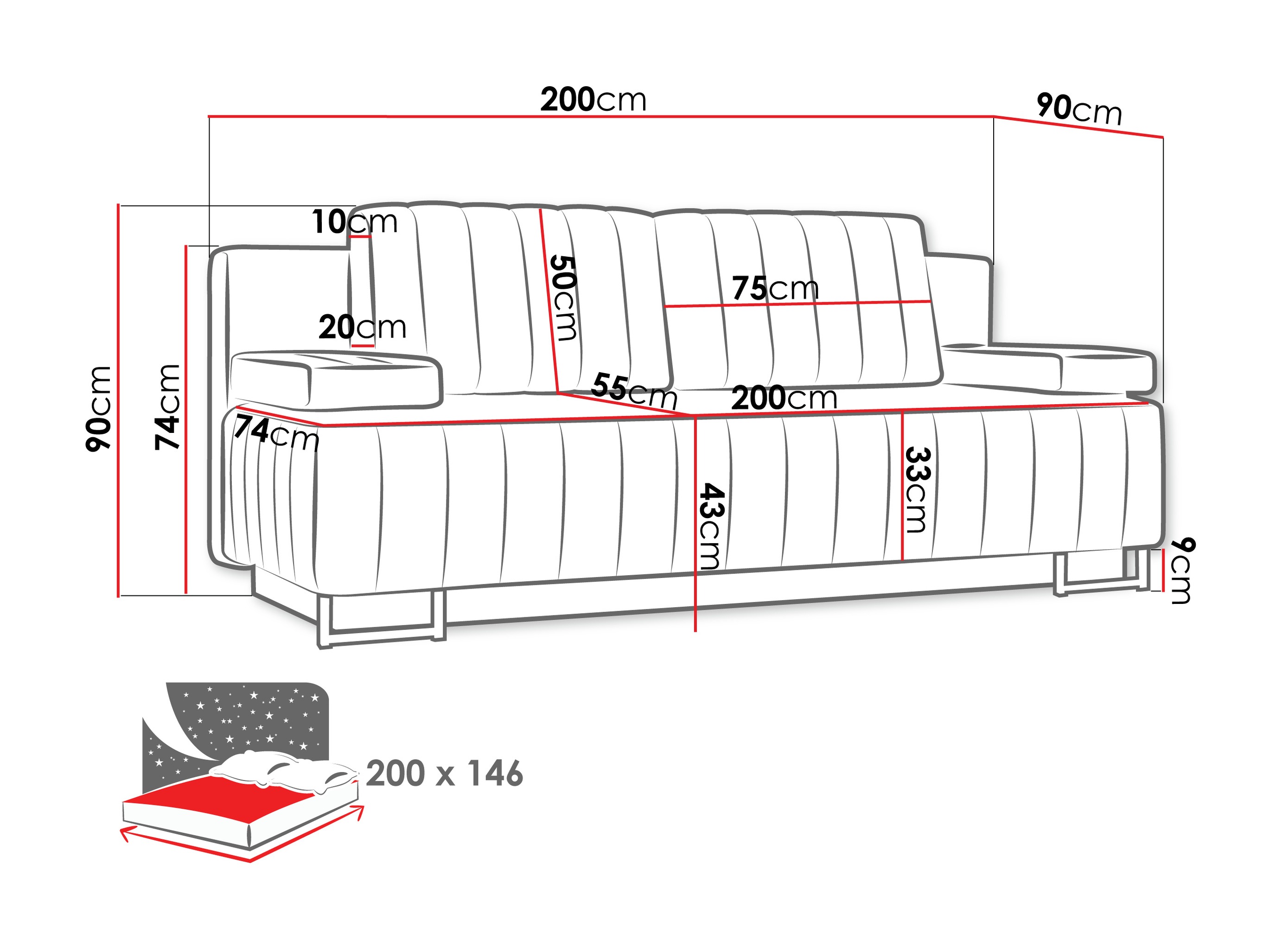 Sofa bed Columbus 152 (Lumo 30)