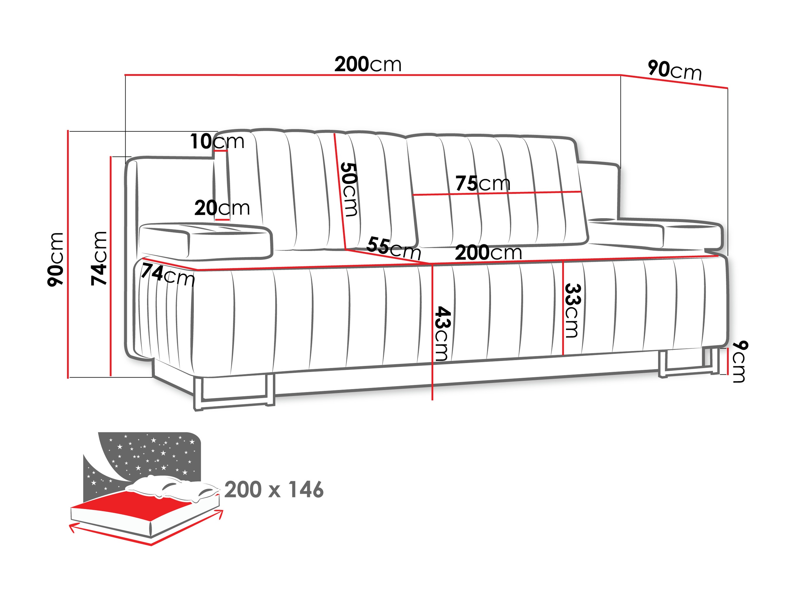 Sofa bed Columbus 152 (Lumo 40)