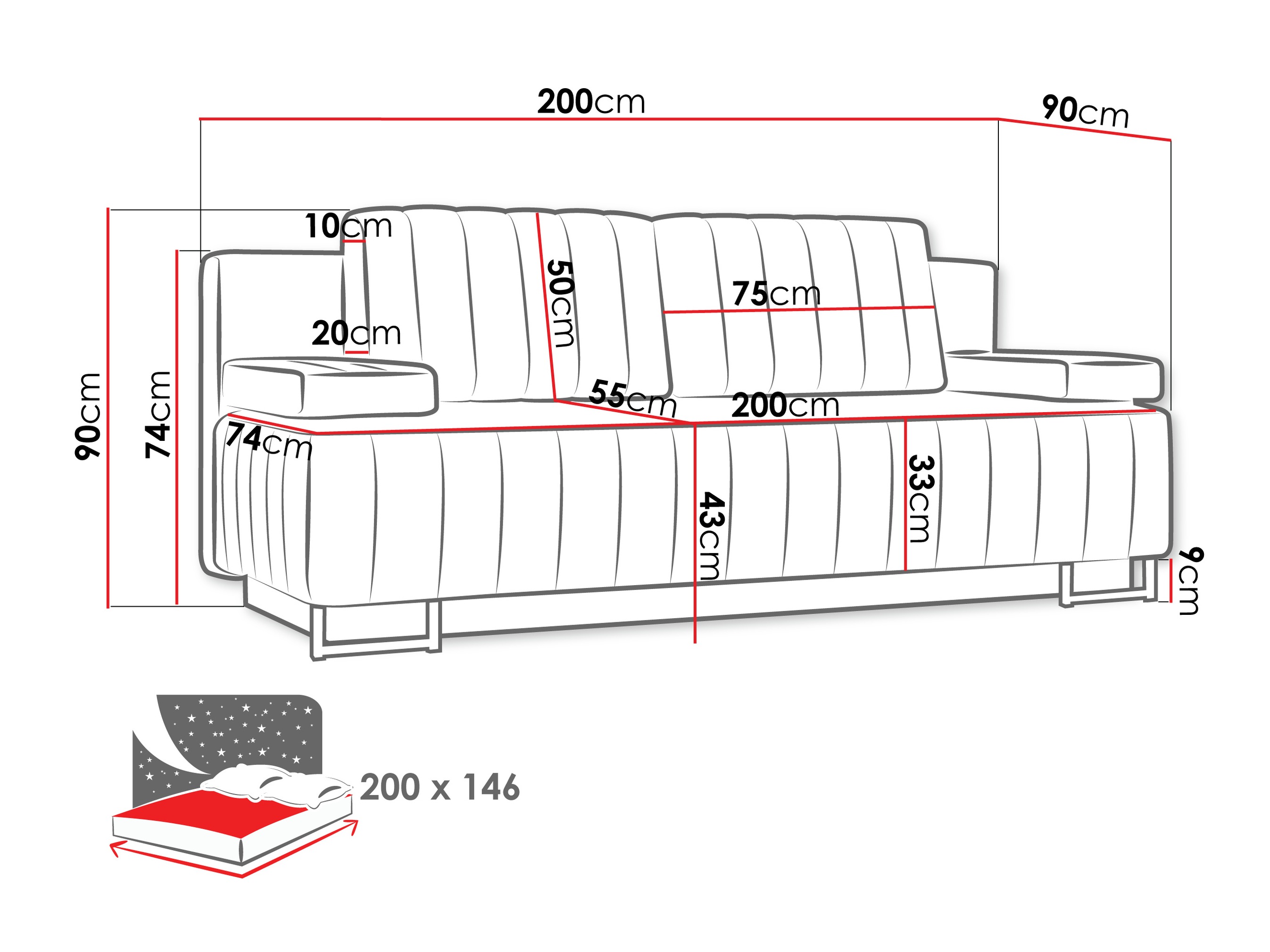 Sofa bed Columbus 152 (Lumo 65)