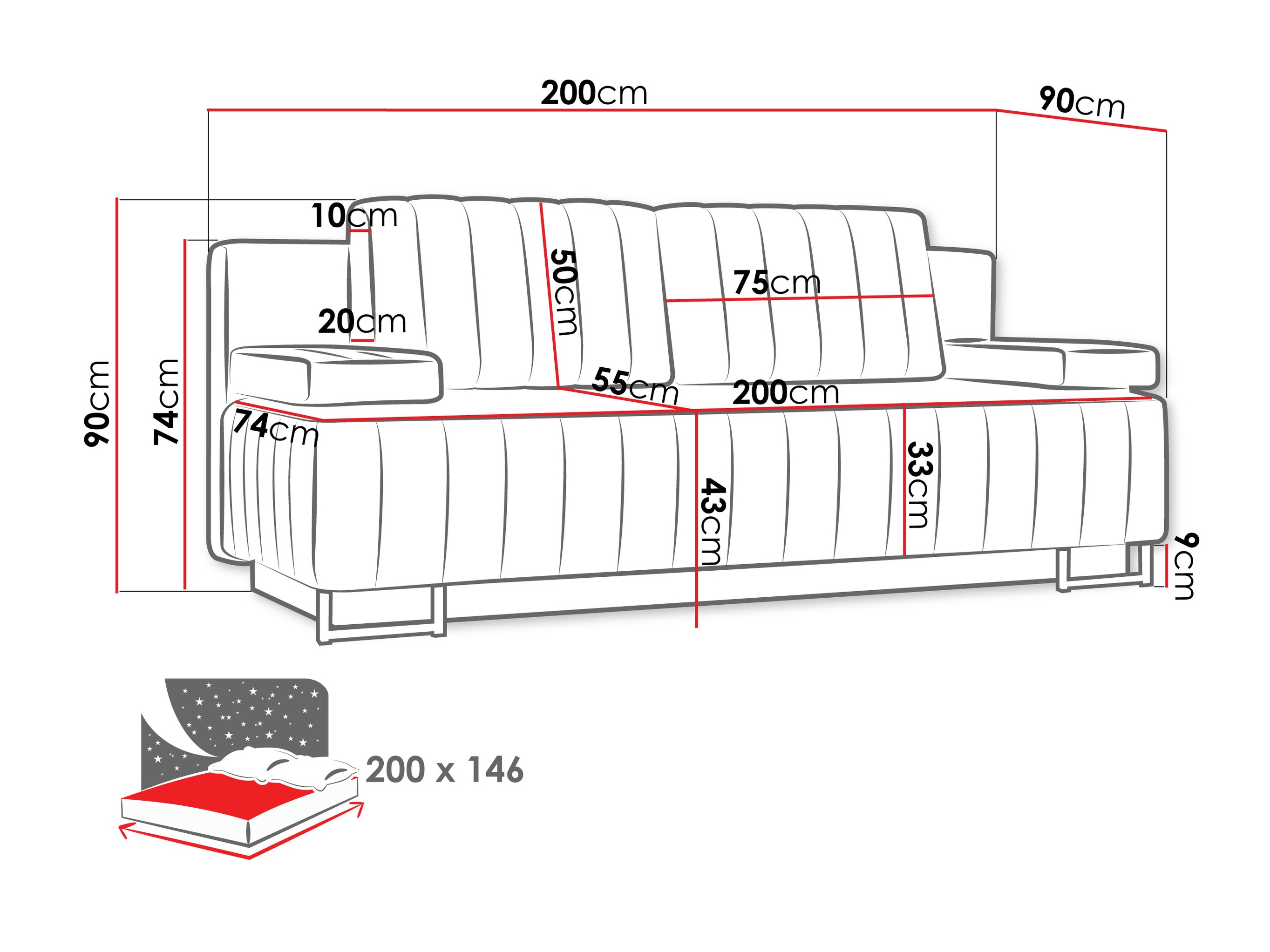 Sofa bed Columbus 152 (Lux 05)
