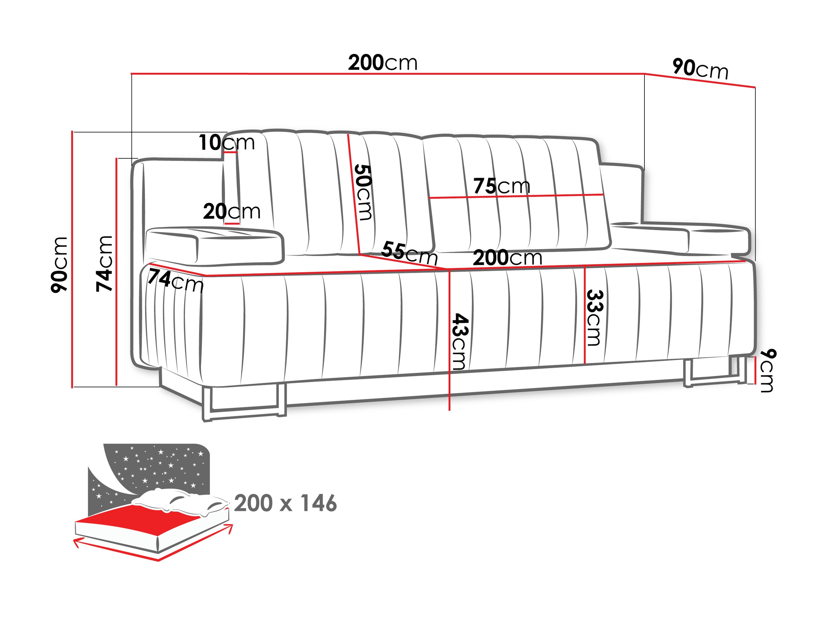 Sofa bed Columbus 152 (Lux 11)