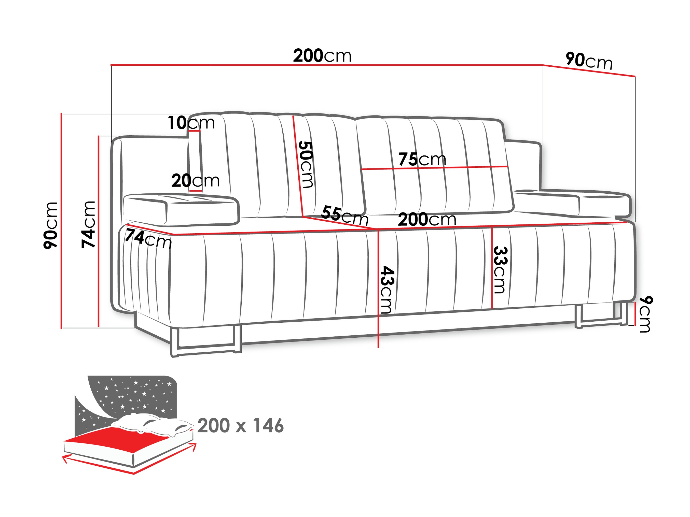 Sofa bed Columbus 152 (Lux 34)