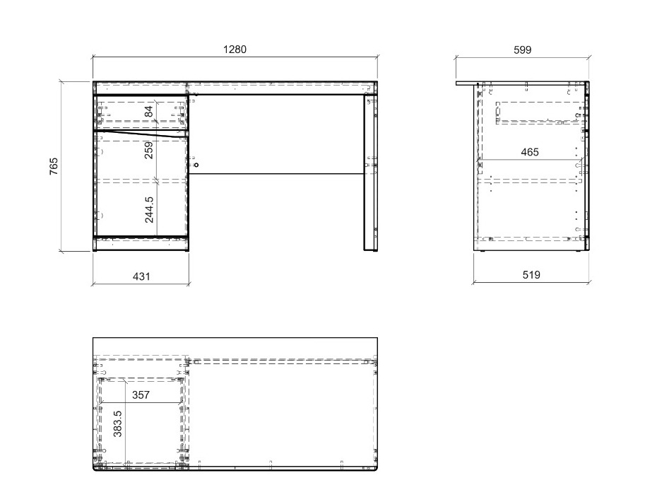 Desk Venlori 120 (White + Graphite)