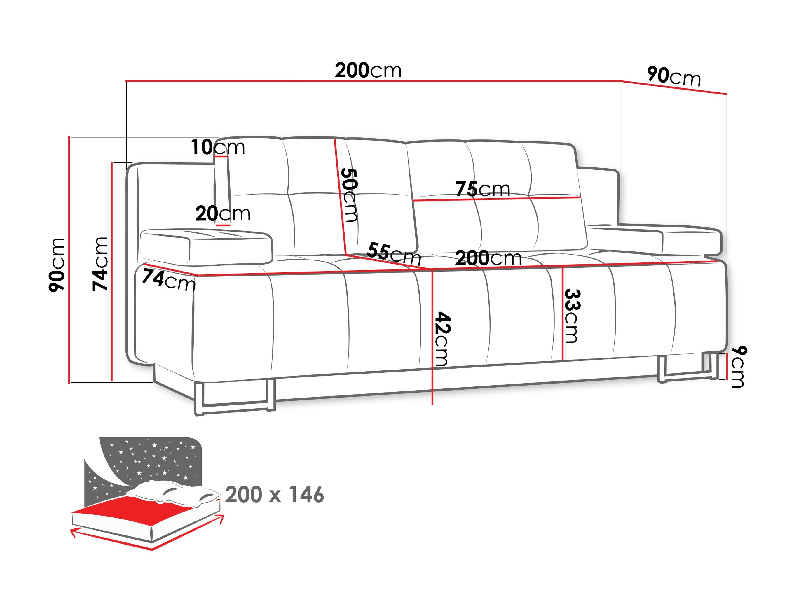 Sofa bed Columbus 151 (Lumo 30)