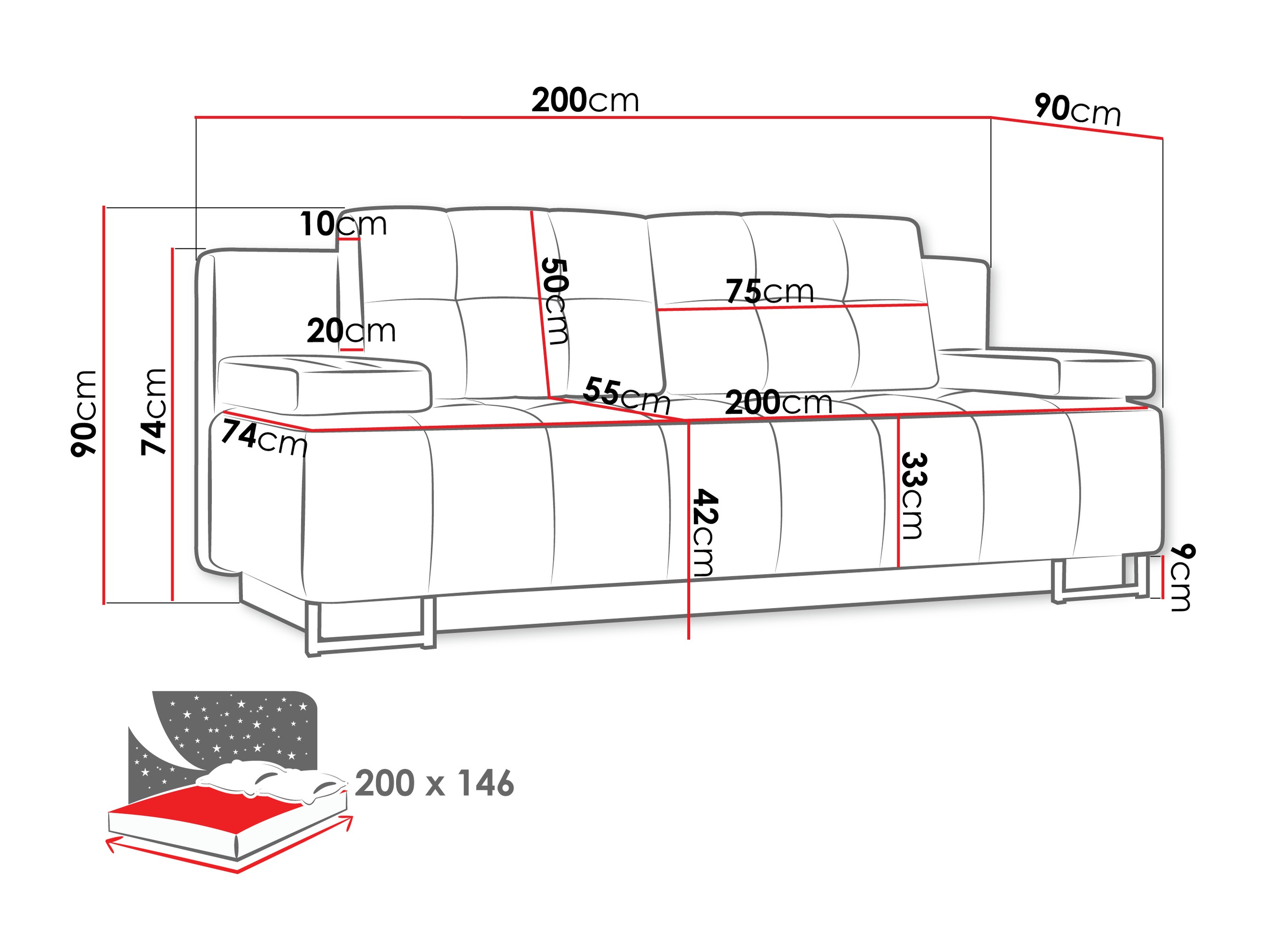 Sofa bed Columbus 151 (Lumo 55)