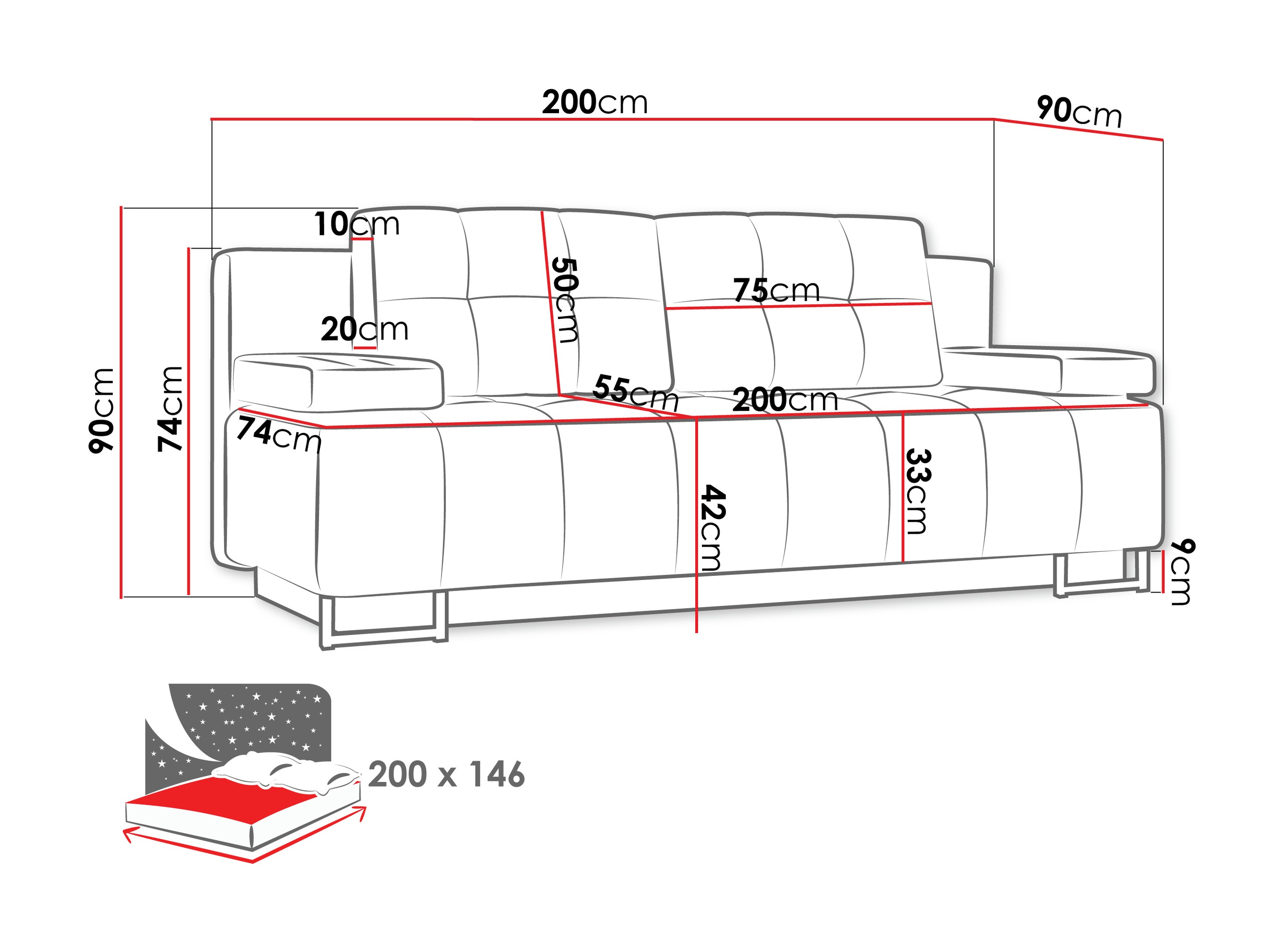 Sofa bed Columbus 151 (Lumo 65)