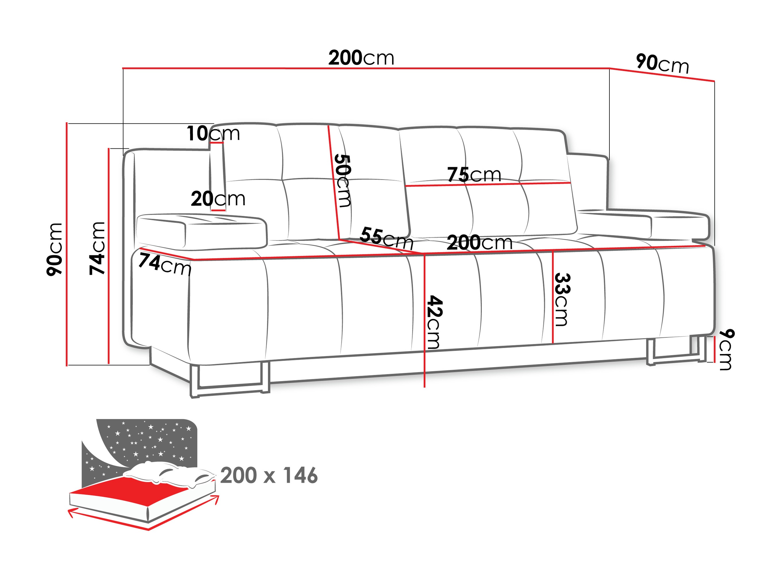 Sofa bed Columbus 151 (Lux 34)