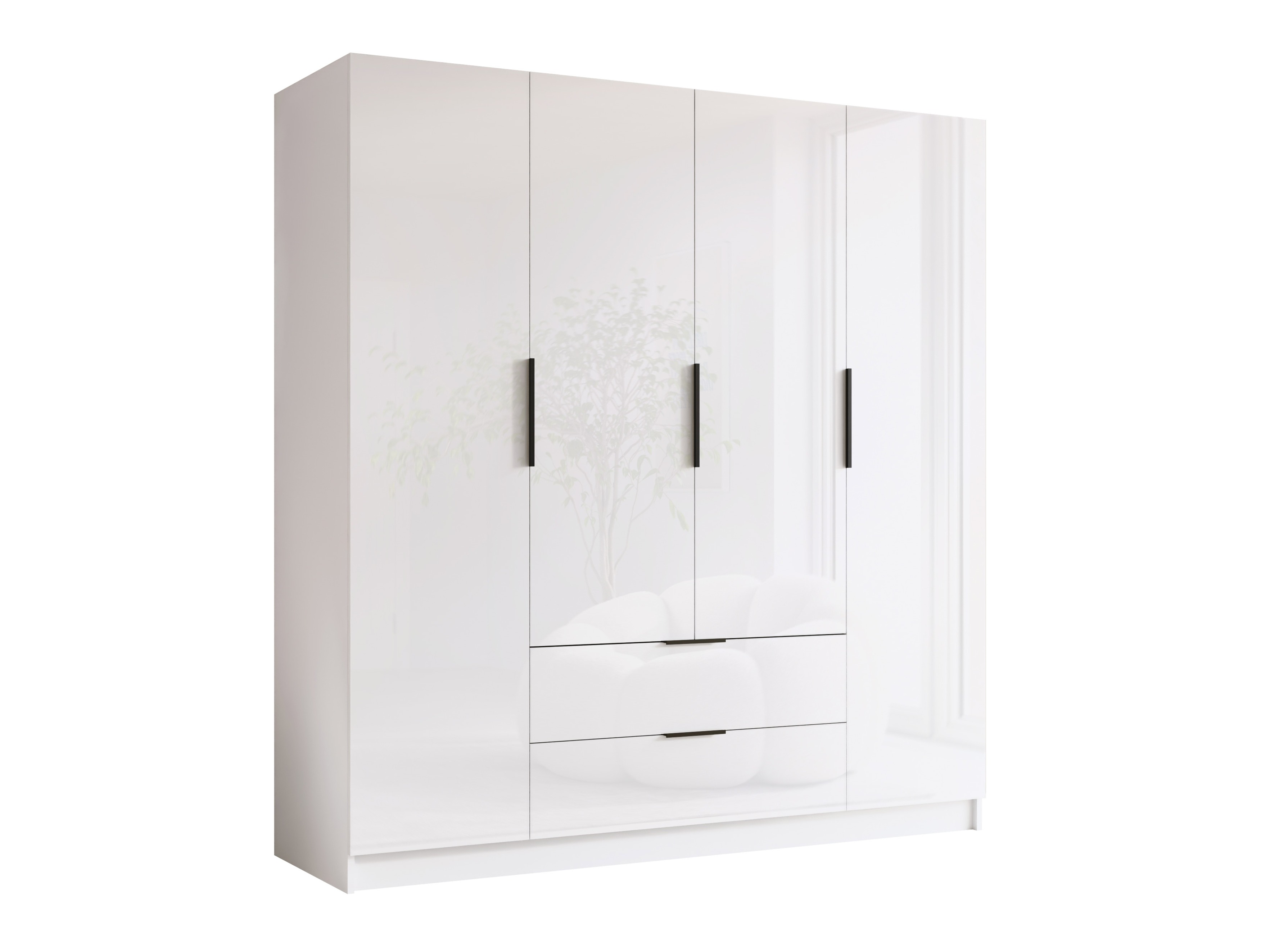 Wardrobe Closico Cadron I (White + Glossy white)