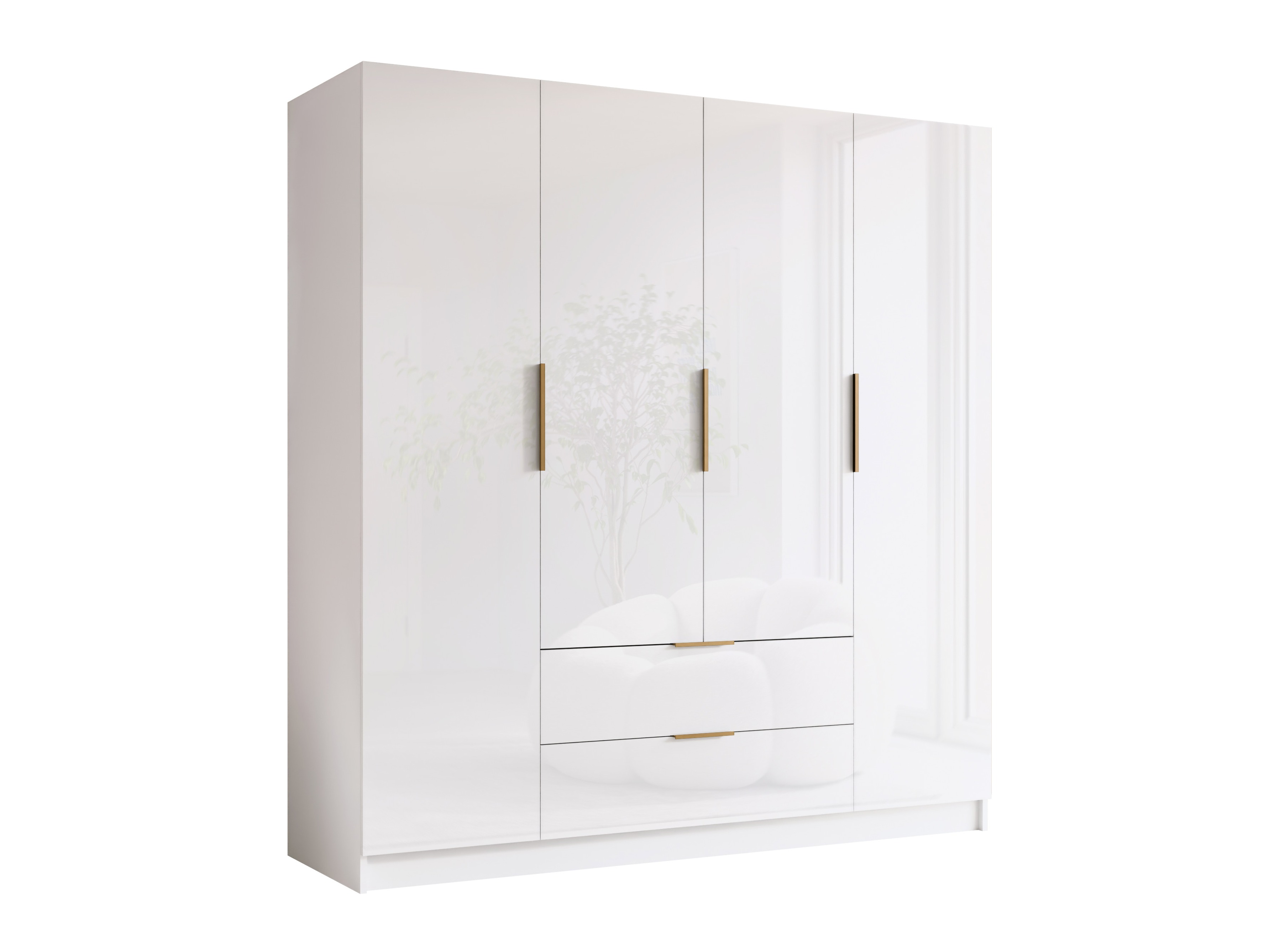 Wardrobe Closico Cadron I (White + Glossy white)