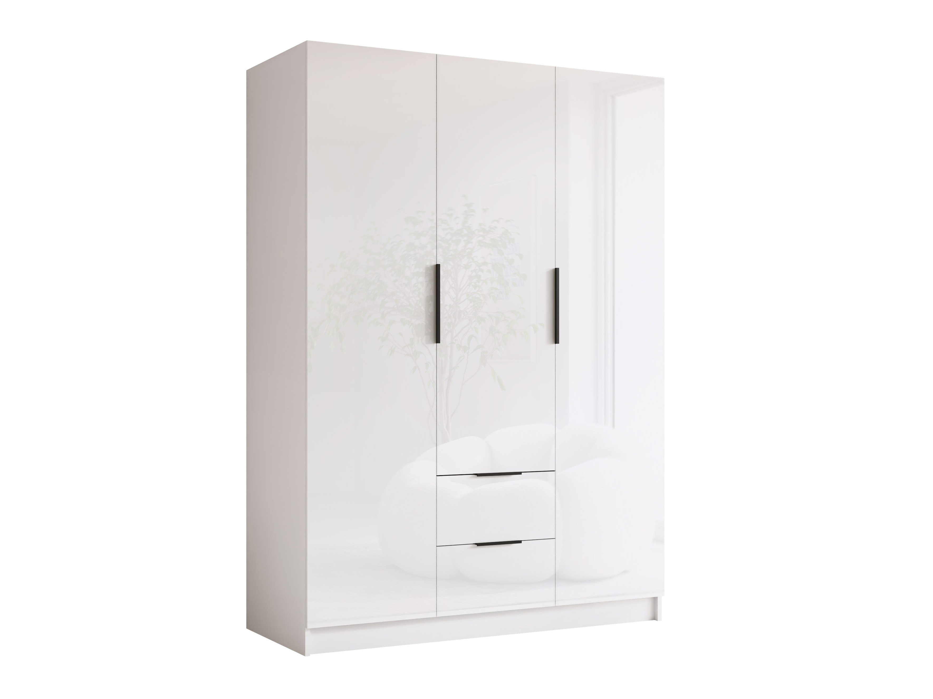 Wardrobe Closico Calvron I (White + Glossy white)