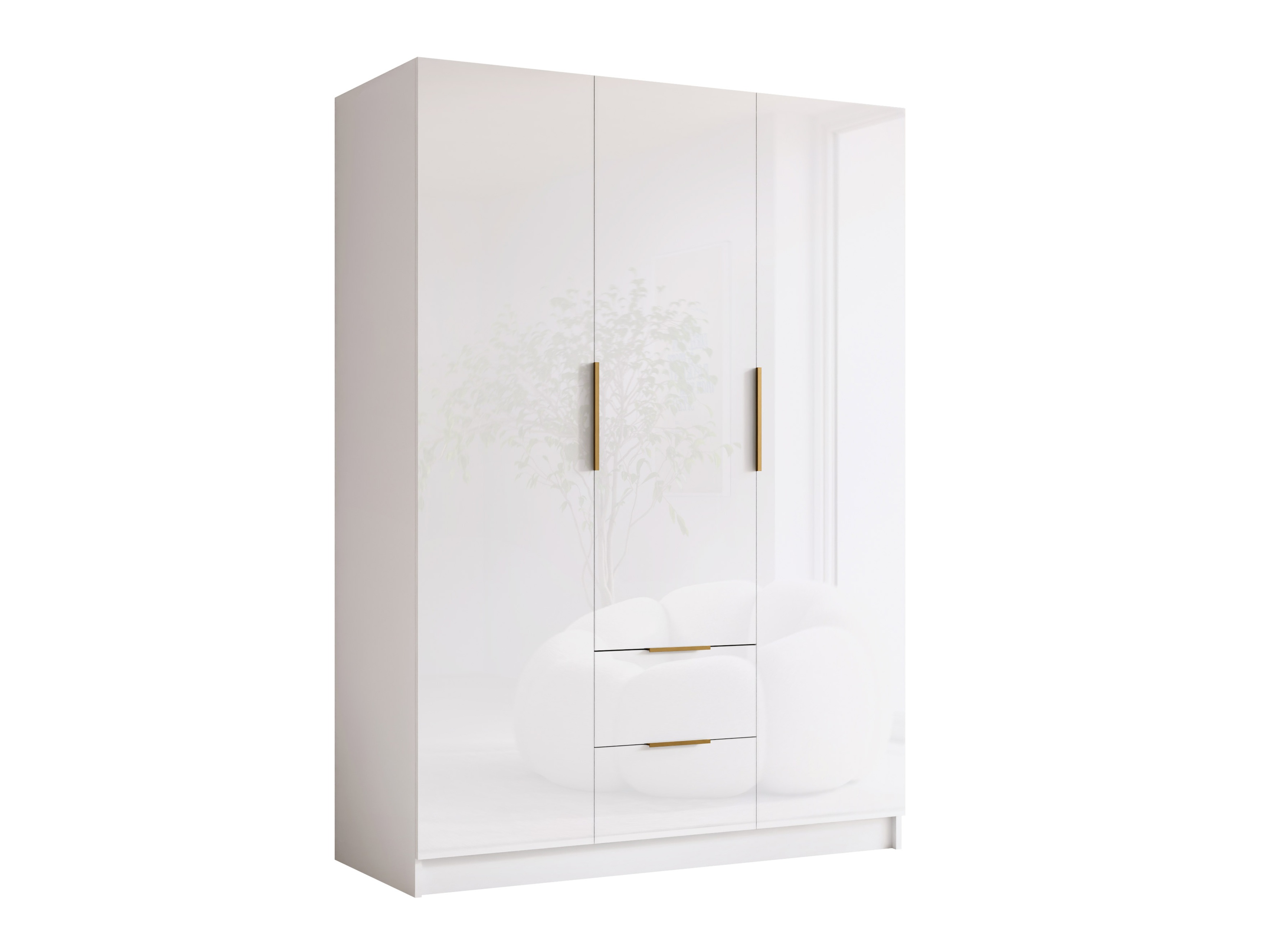 Wardrobe Closico Calvron I (White + Glossy white)