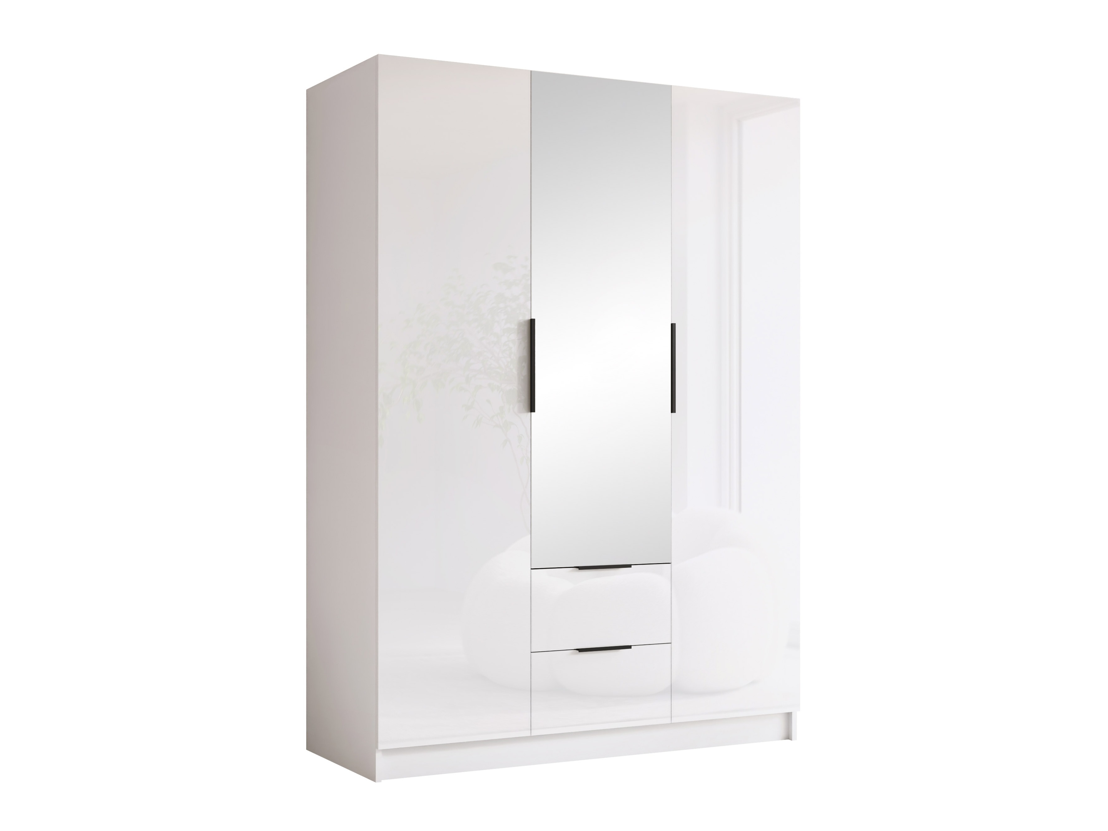 Wardrobe Closico Calvron II (White + Glossy white)