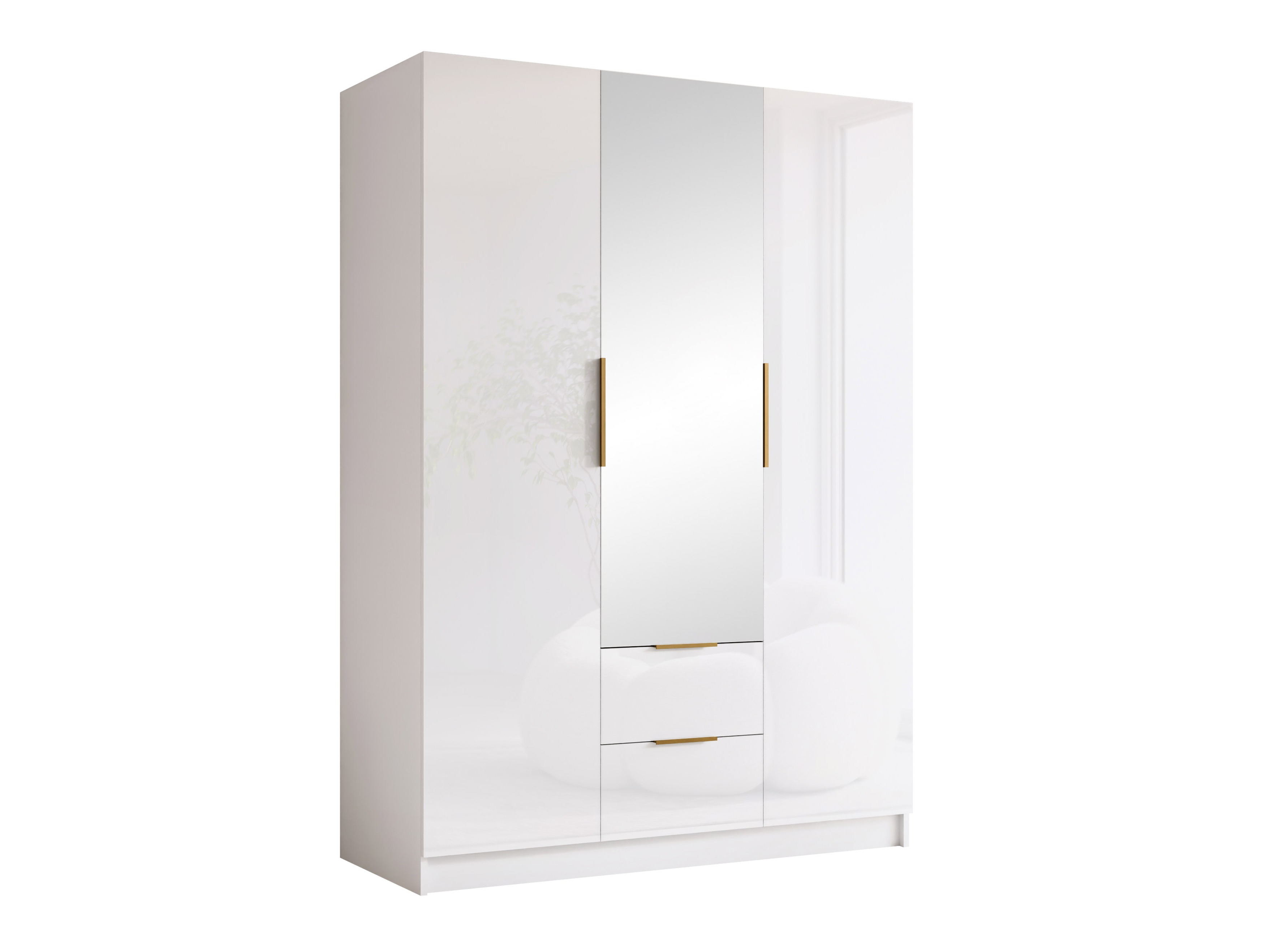 Wardrobe Closico Calvron II (White + Glossy white)