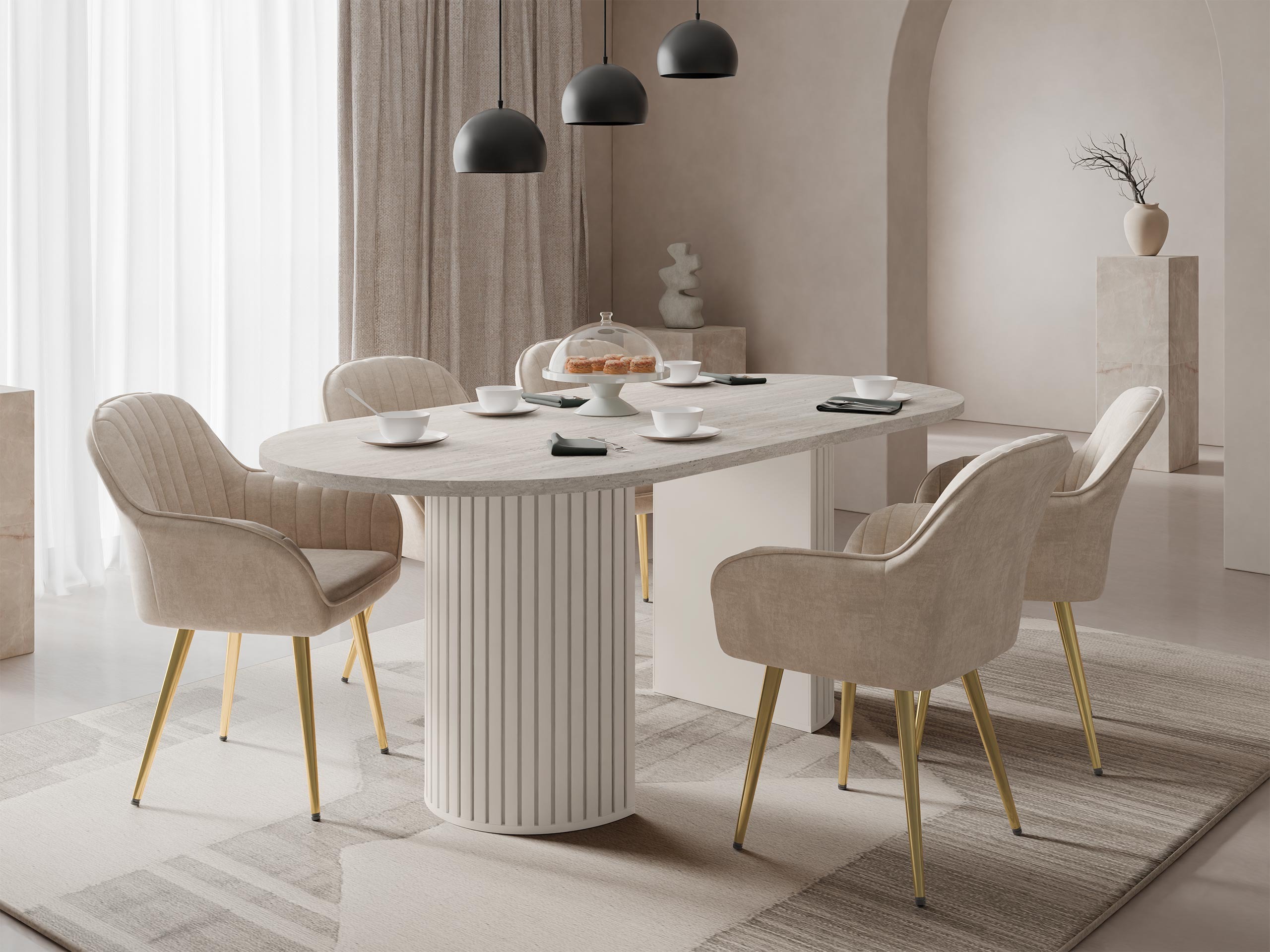 Table Comfivo Ulma (Light travertine + Beige)