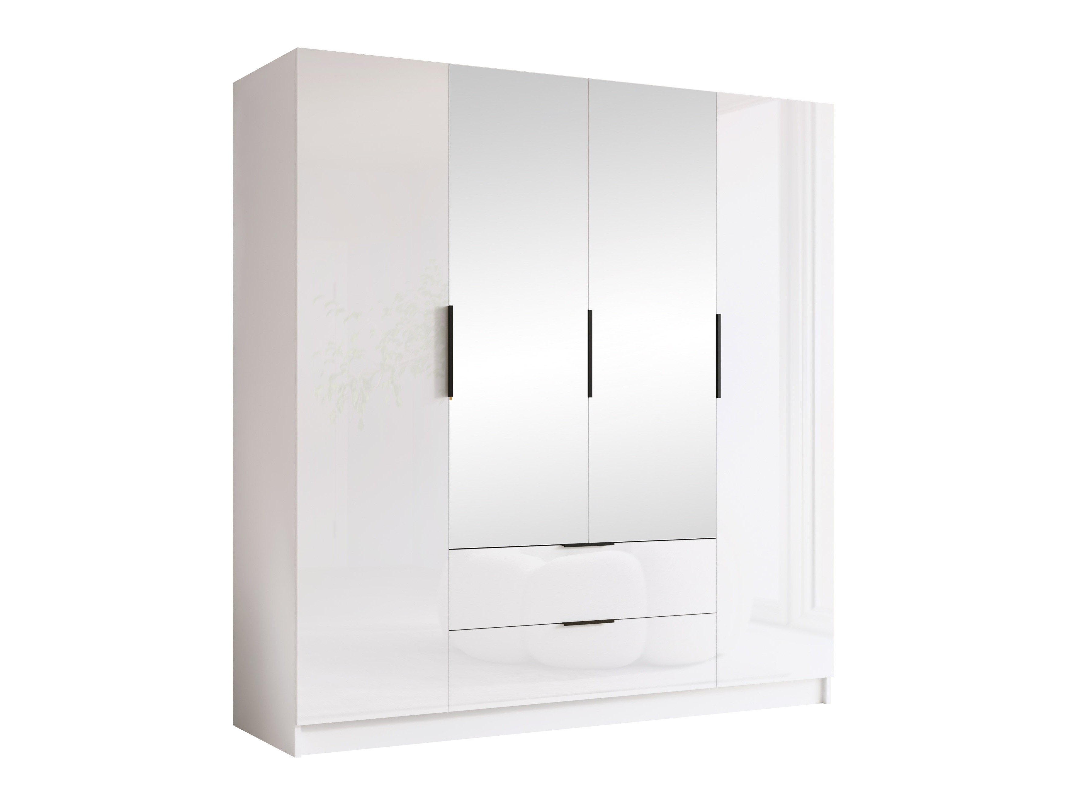 Wardrobe Closico Cadron II (White + Glossy white)