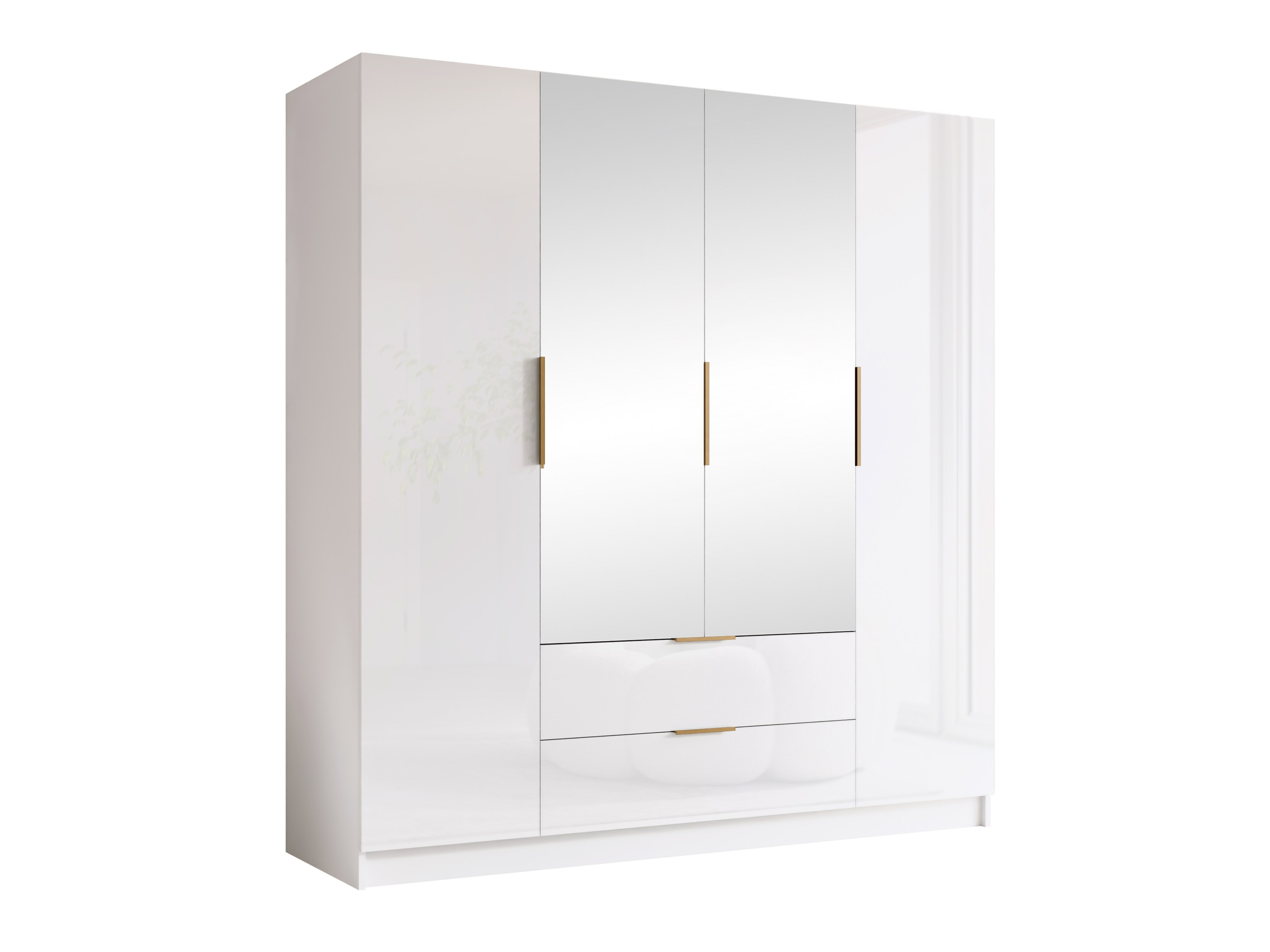 Wardrobe Closico Cadron II (White + Glossy white)